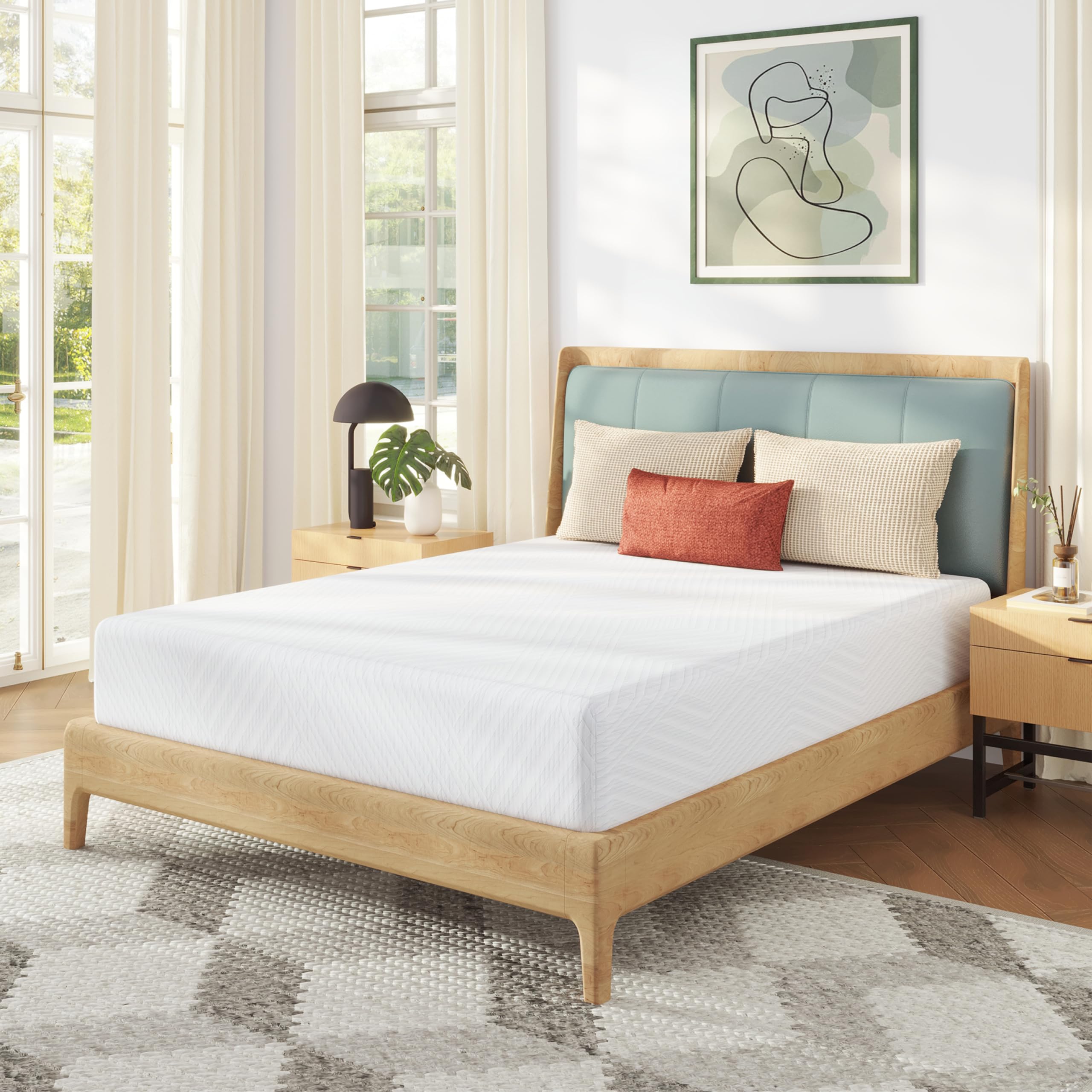 MLILY King Mattress in a Box, 12 inch Mattresses for Platform Bed Double Size Daybed, Green Tea Memory Foam Mattress for Cool Sl