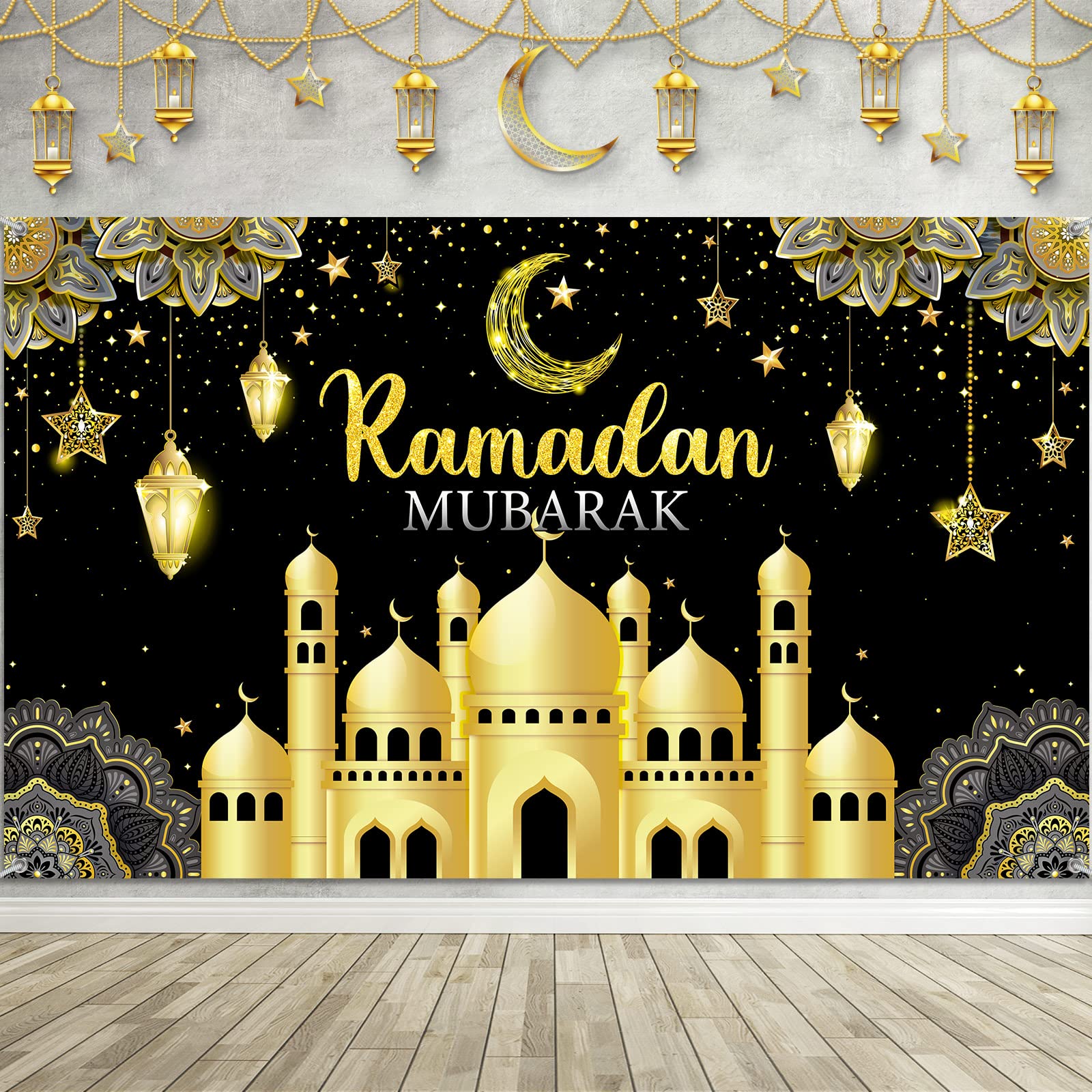 Boyiee Ramadan Mubarak Decorations Backdrop Banner Muslim Ramadan Kareem Background Eid Mubarak Sign Photo Booth Backdrop Backgr