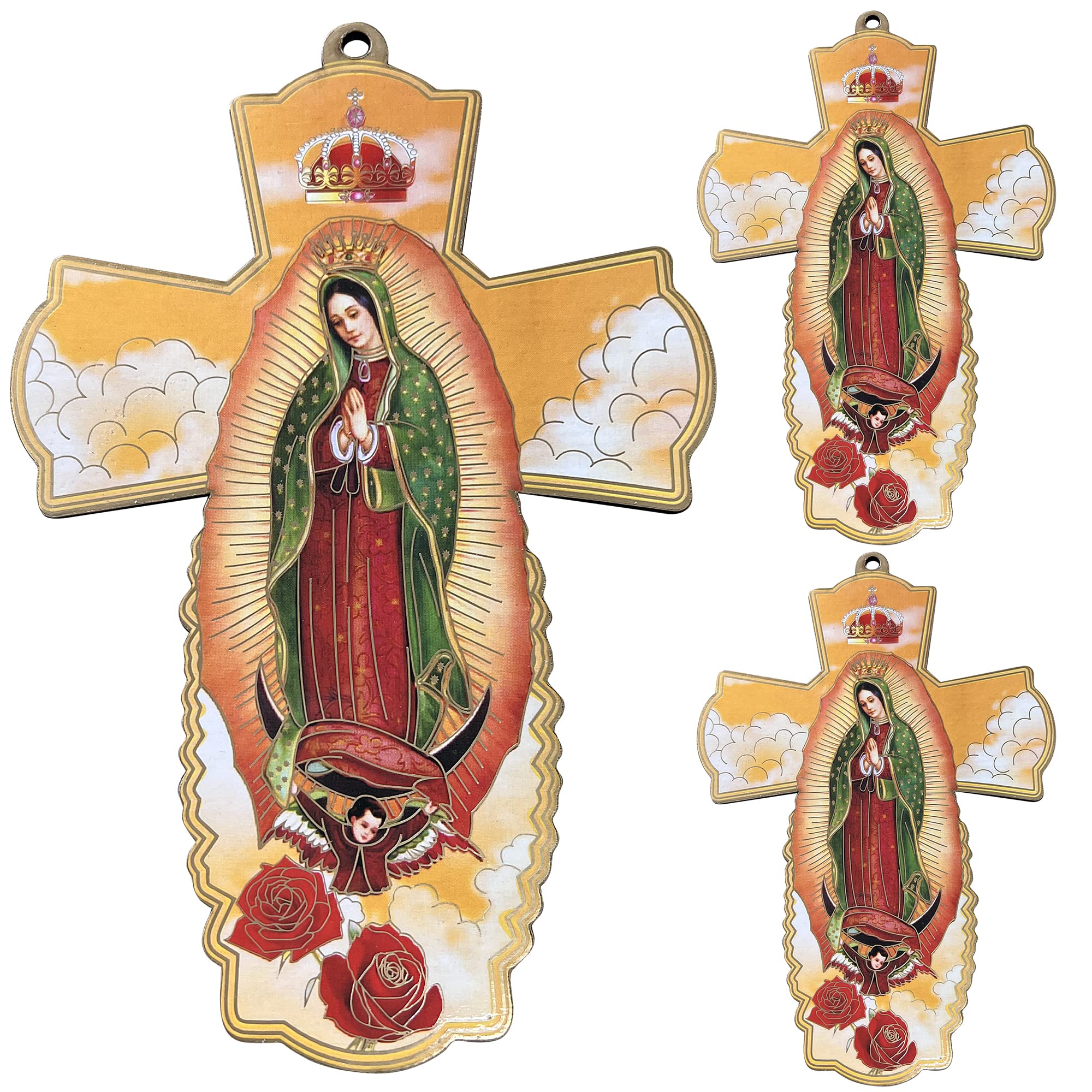 3 PCS Our Lady of guadalupe Thin Wooden wall cross