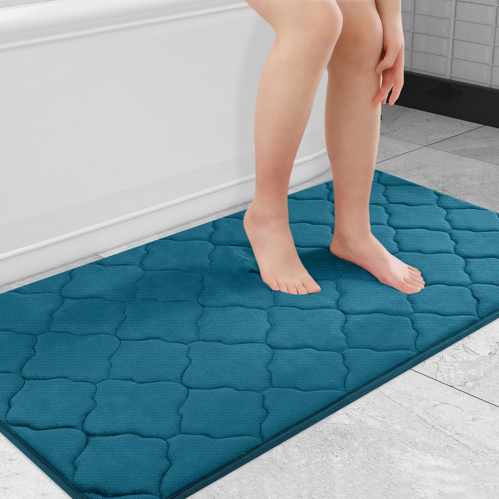 Olanly Memory Foam Bath Mat Rug 47X24, Large Size Soft Non Slip And Absorbent Bathroom Rug, Machine Wash, Comfortable, Thick Bat