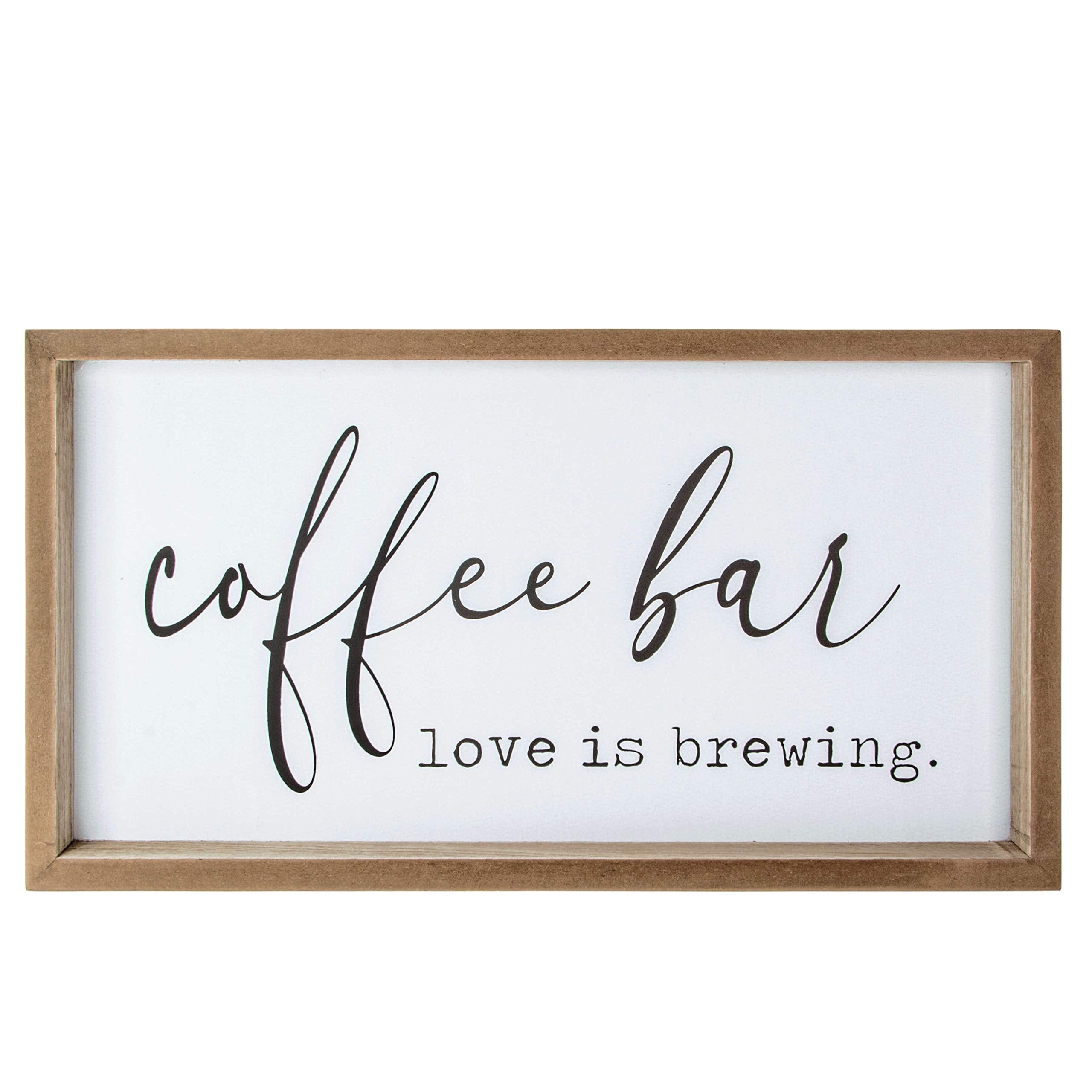 VILIGHT Coffee Signs for Coffee Bar Love Is Brewing - Farmhouse Coffee Wall Decor and Accessories - Coffee Cart Station Decorati