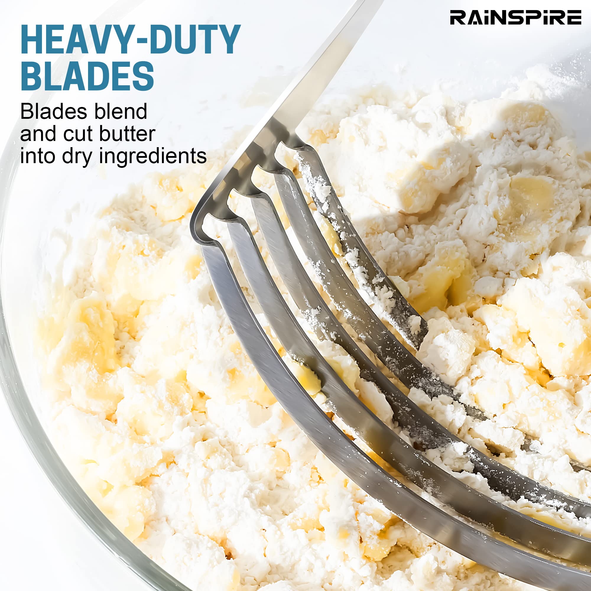 Rainspire Pastry Cutter For Baking, Heavy Duty Pastry Blender Stainless Steel, Thick Sharp Blades Dough Blender, Dough Cutter Bu