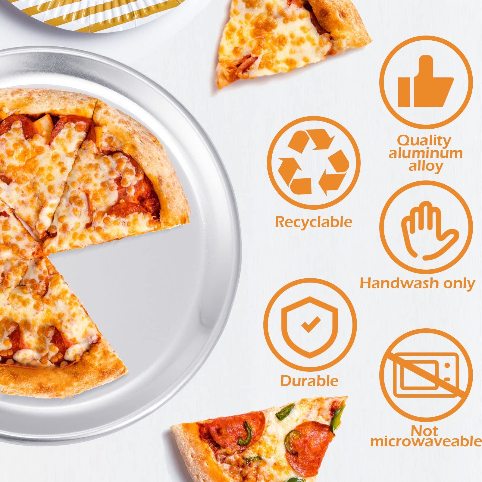 12 Pieces Pizza Pan Bulk Restaurant Aluminum Pizza Pan Set Round Pizza Pie Cake Plate Rust Free Pizza Pie Cake Tray For Oven Bak