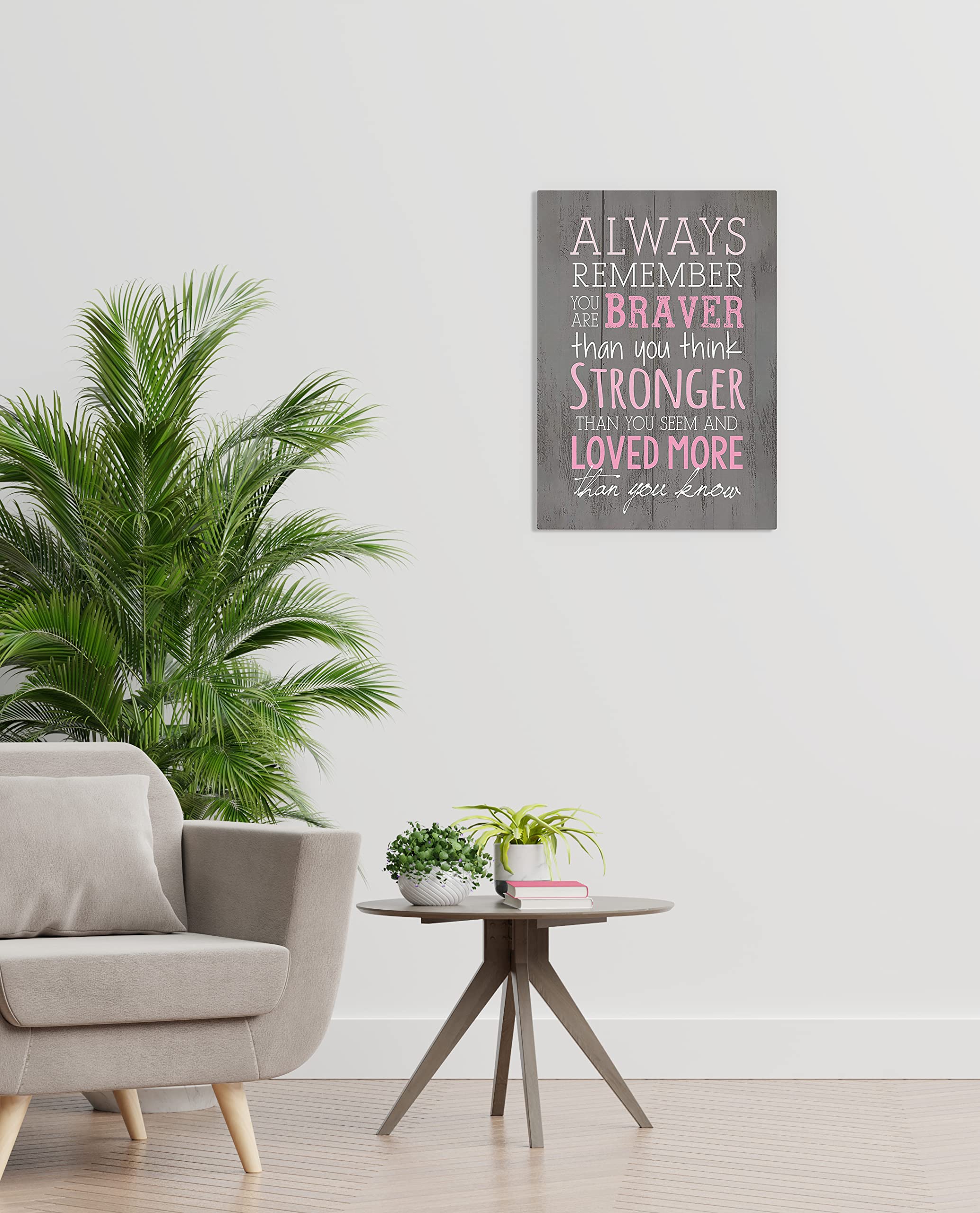 Motivational Inspirational Always Remember You Are Braver Than You Believe Wall Art Canvas Farmhouse 11X14 Inch Prints Decor For
