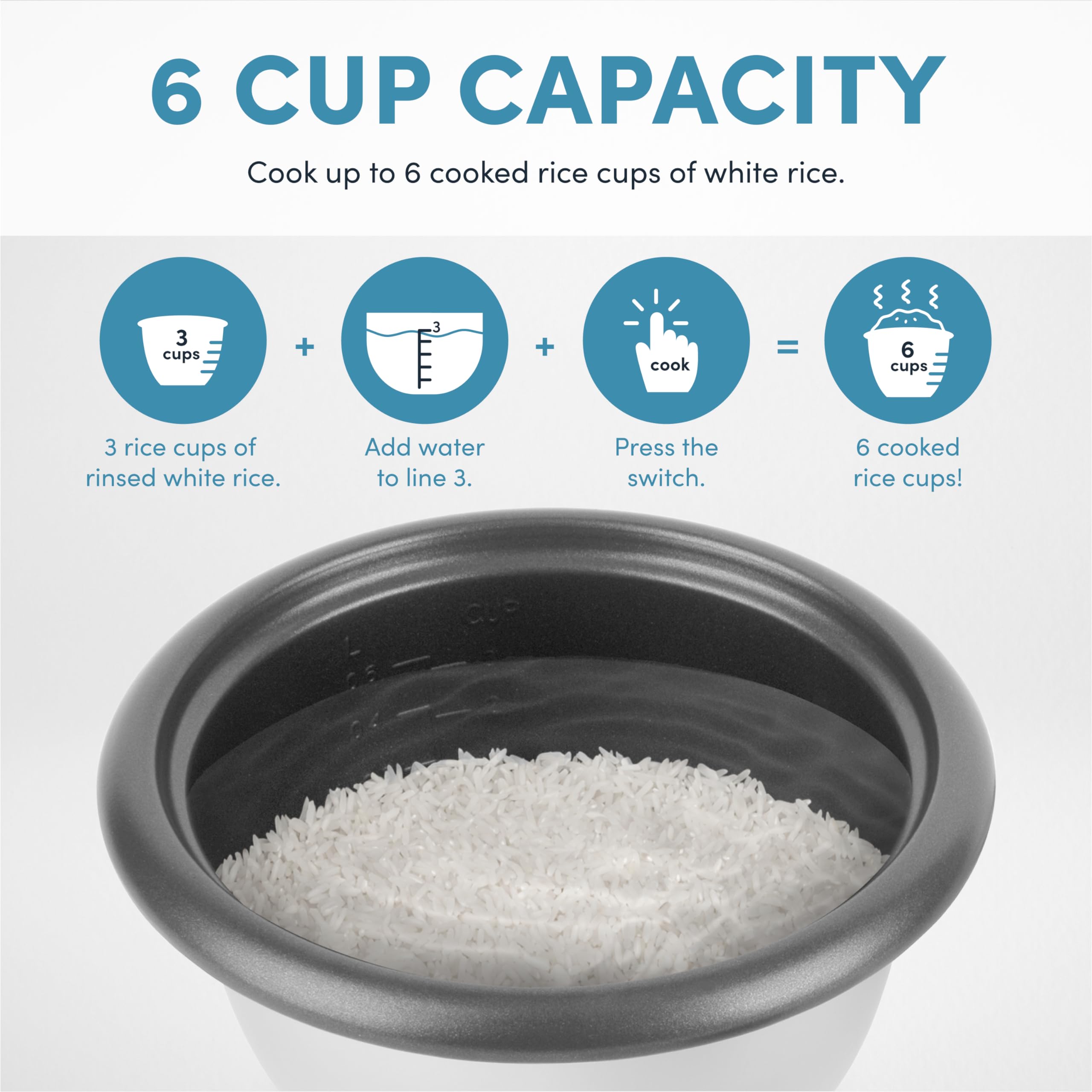 Aroma Housewares 1.5Qt. Rice & Grain Cooker (Arc-363Ngb),Black,6-Cup Cooked / 3-Cup Uncooked