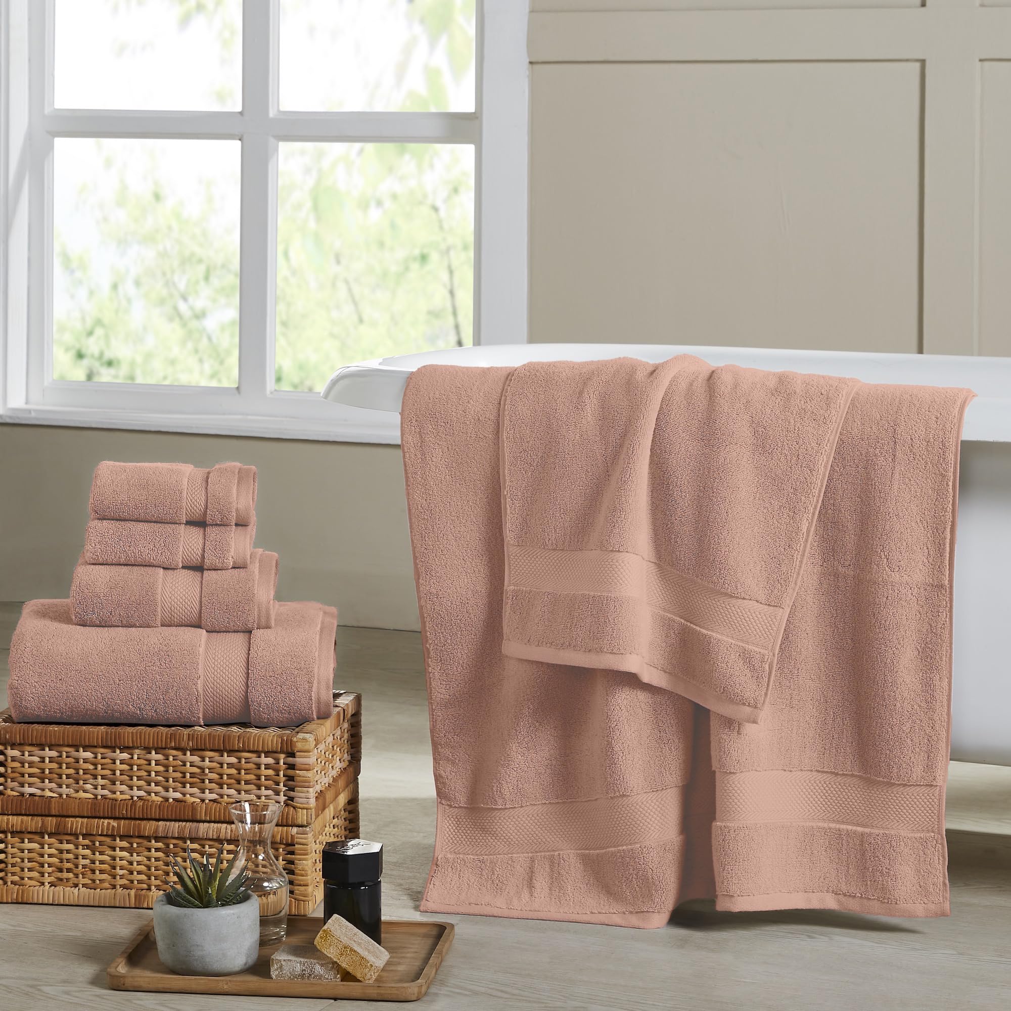 Modern Threads Luxury 6-Piece Quick-Dry Towel Set - Plush & Ultra-Absorbent For Spa-Like Experience, Clay