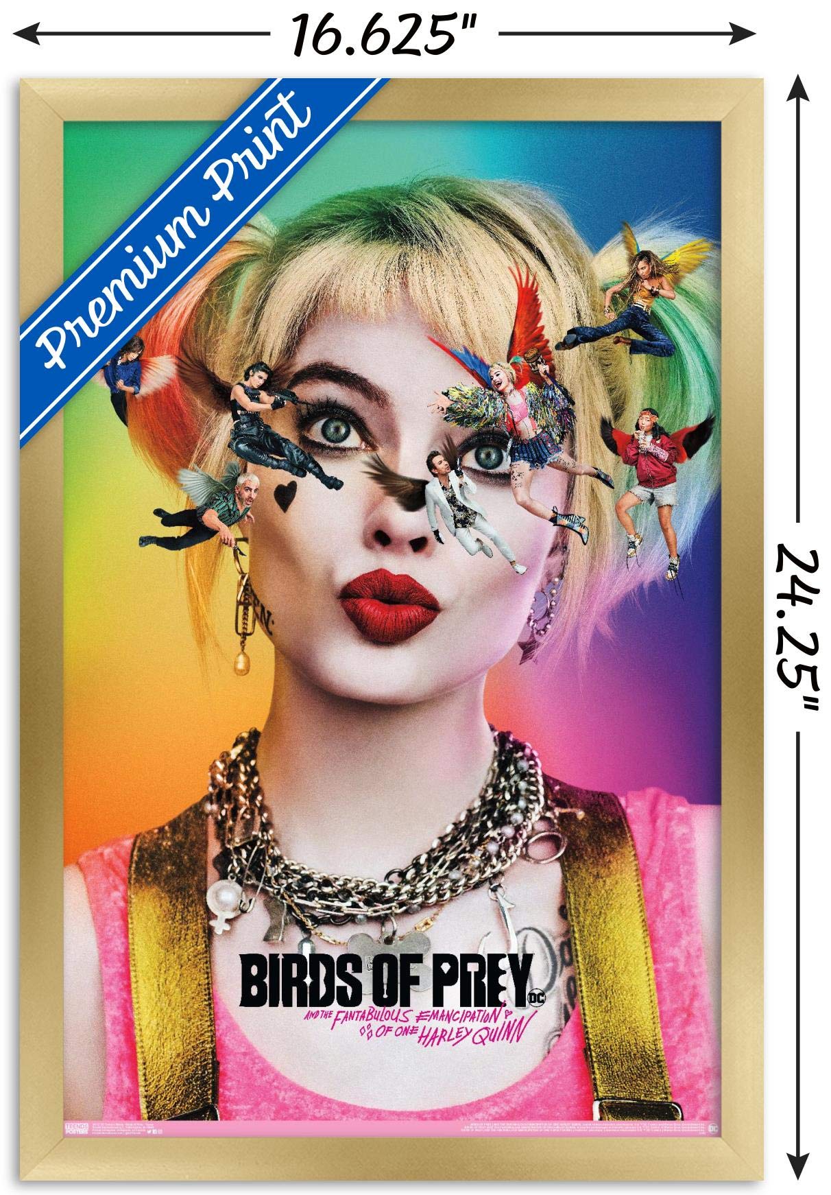 Trends International Dc Comics Movie - Birds Of Prey - Teaser Wall Poster, 14.725'' X 22.375'', Gold Framed Version
