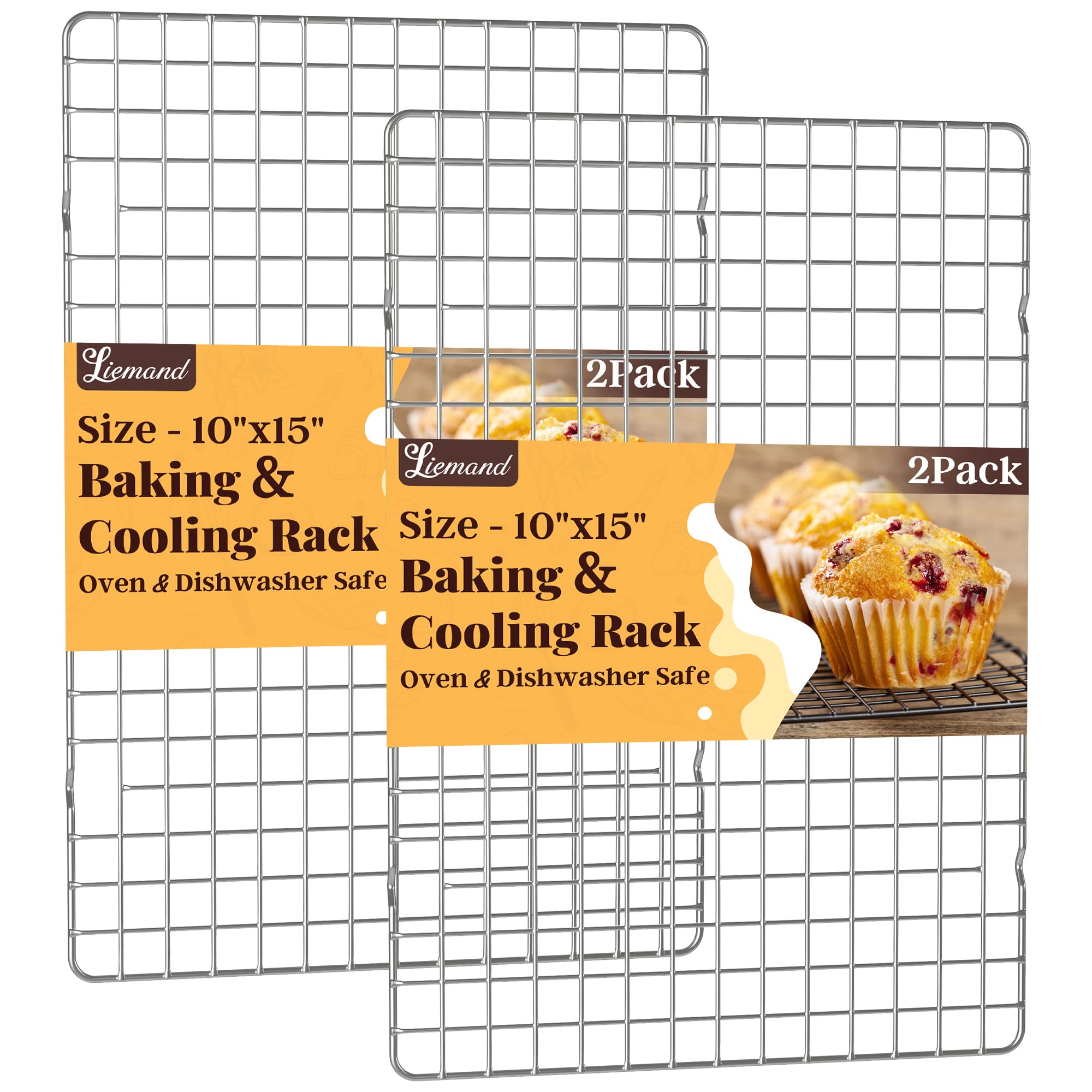 Cooling Racks for Cooking and Baking - 2 PCS 10 x 15 Grid Wire Baking Rack for Oven Cooking, Baking, Grilling, Roasting - Dishwa