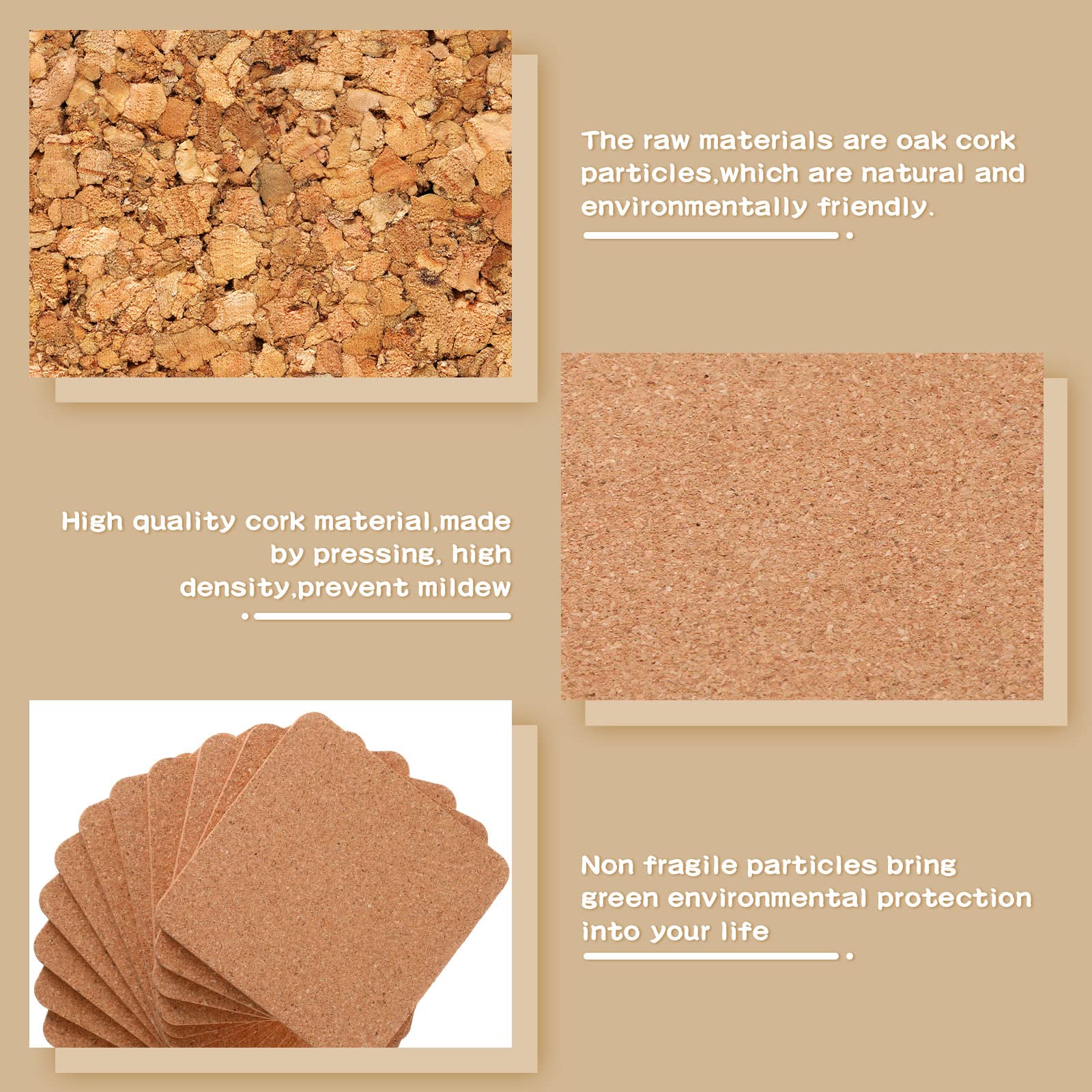 Square Cork Trivets 4 X 4 X 0.2 Inch Cork Coasters For Drinks Absorbent Cork Plant Coasters Pot Trivets Natural Bar Coasters Kit