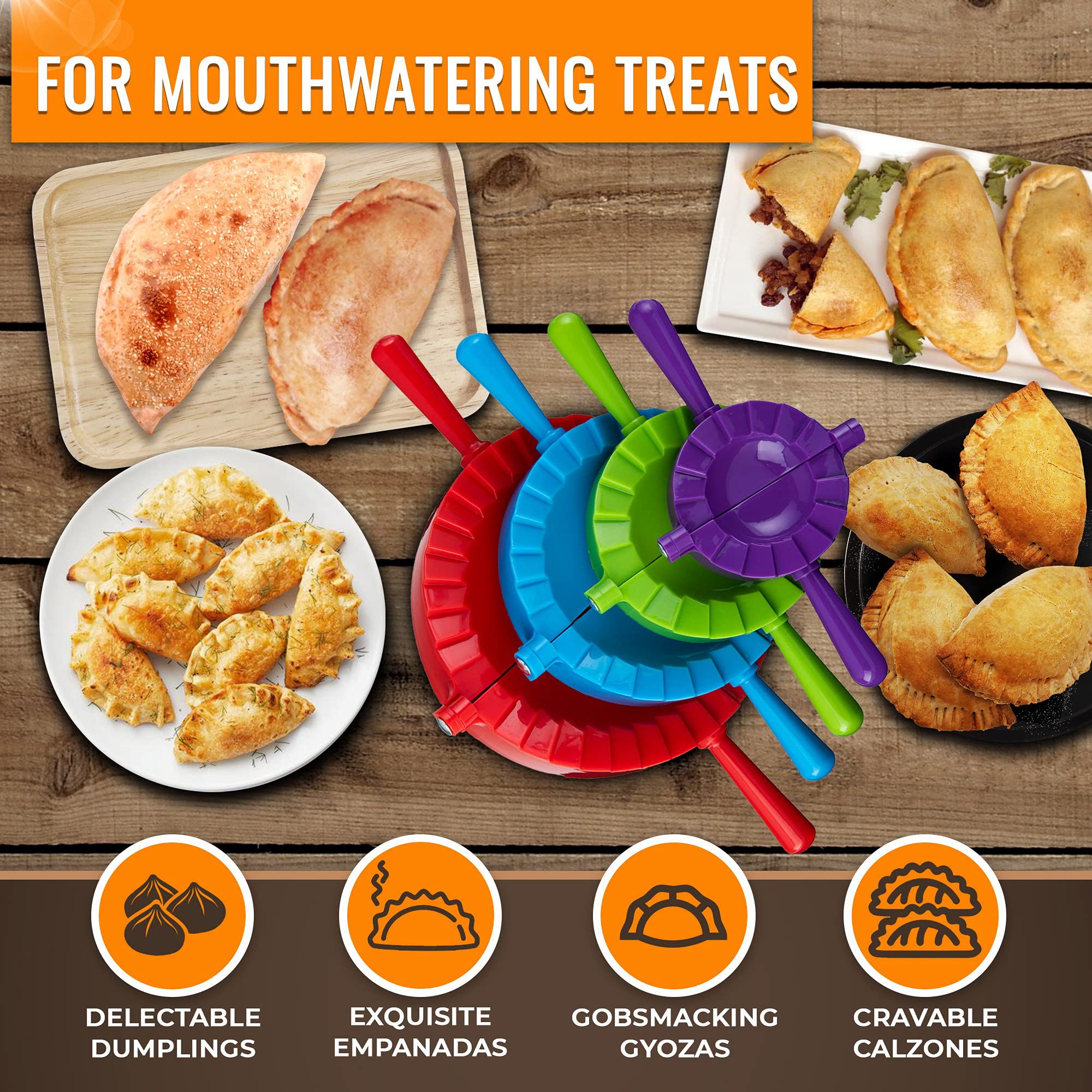 Magic Dumpling Maker Kit, Set Of 4 - Mold Ravioli, Empanadas, Momos, Gyozas, Pot Stickers, Jamaican Beef Patties, Pierogi And Ca