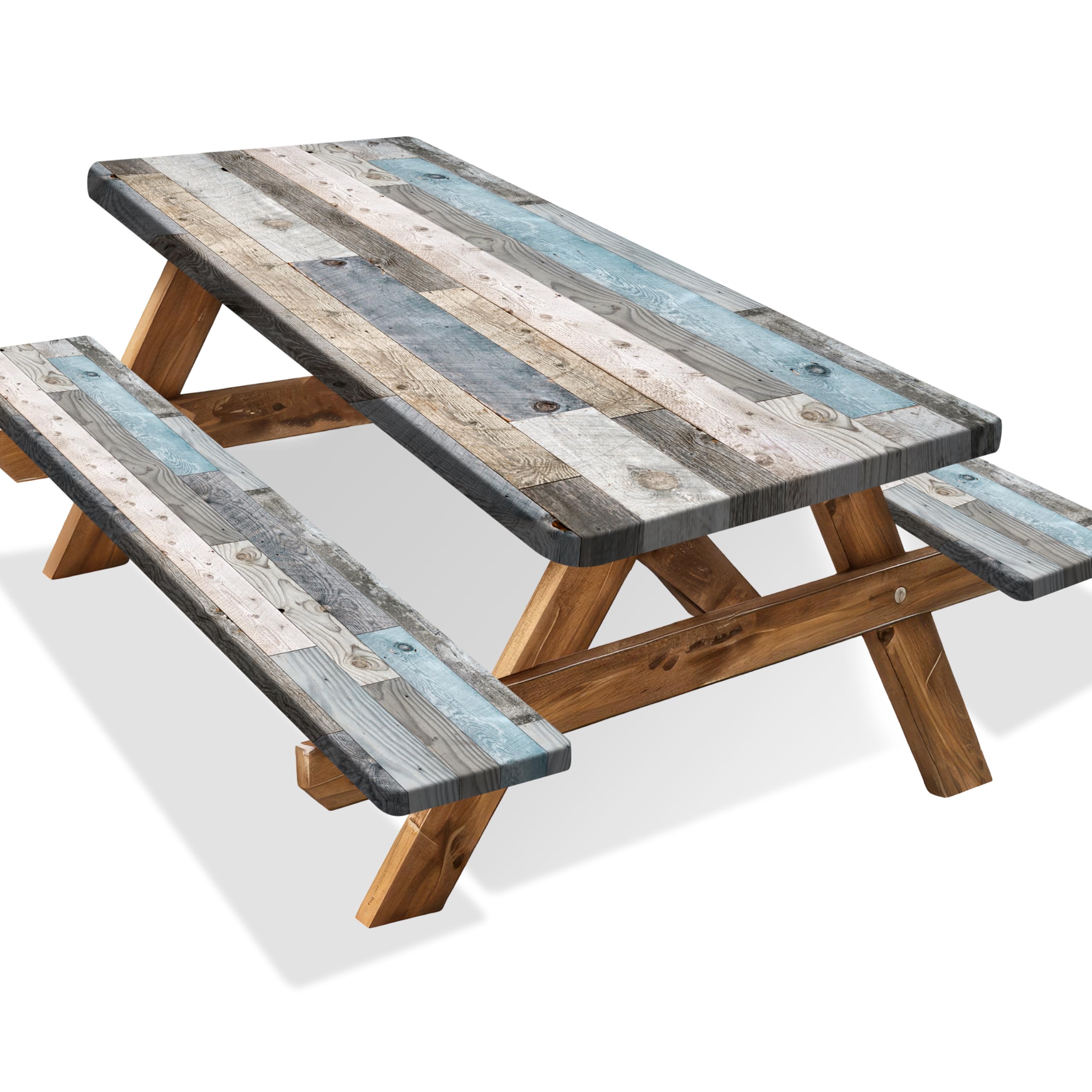 Kamoor Picnic Table Cover with Bench Covers Camping Essentials Farmhouse Outdoor Table Covers with Elastic Waterproof Camping Ta