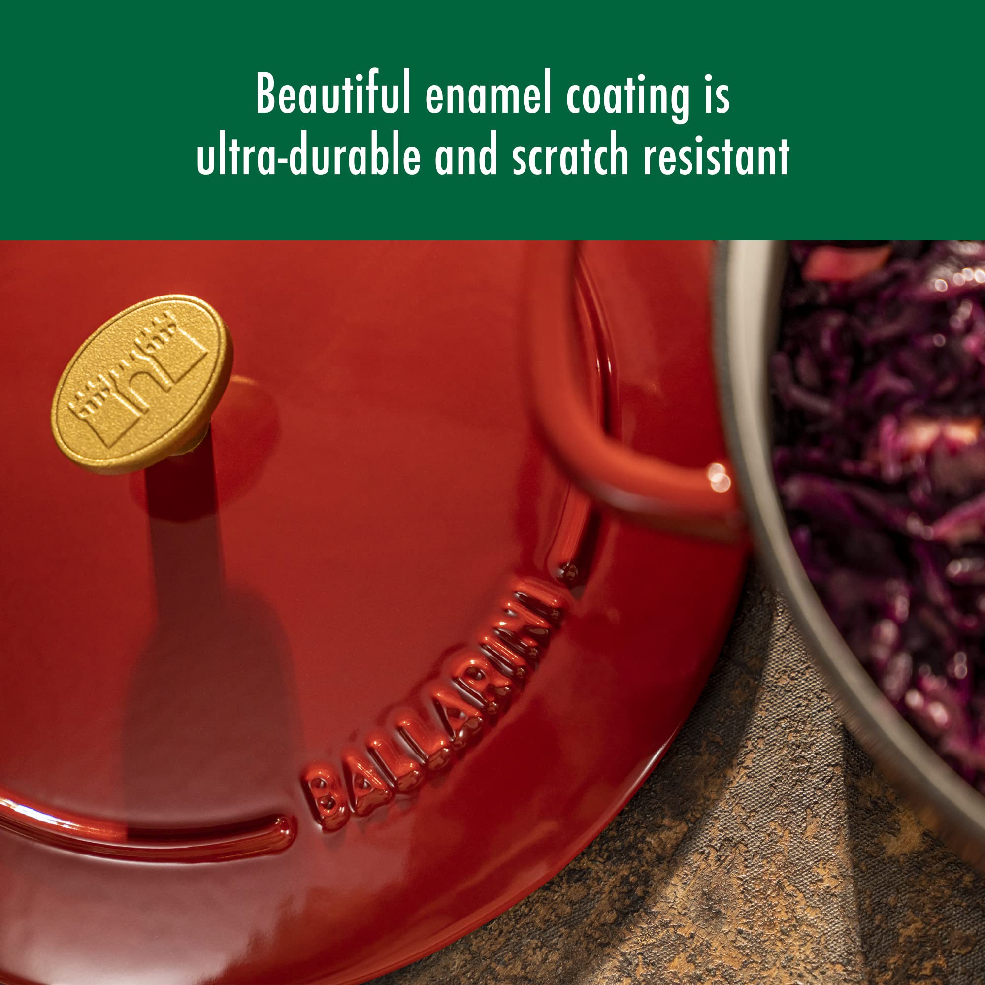 Ballarini Bellamonte Cast Iron Dutch Oven With Lid 4.25-Qt, Serves 3-4, Pomodoro Red