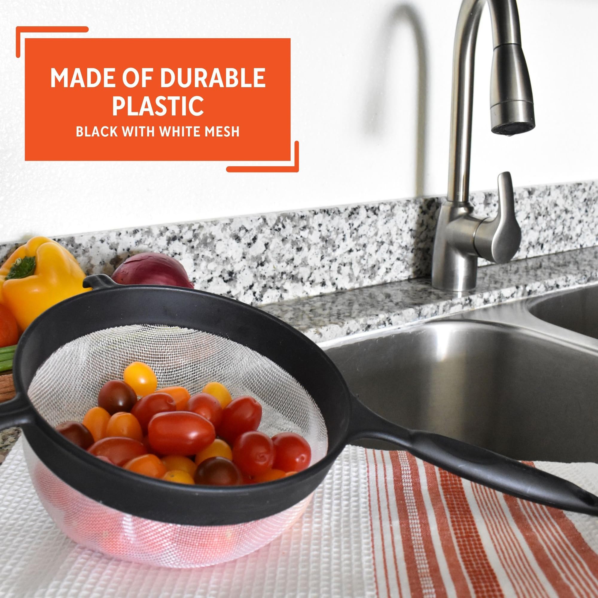 IMUSA USA IMU-71133W Plastic Strainer 6-Inch  Black
