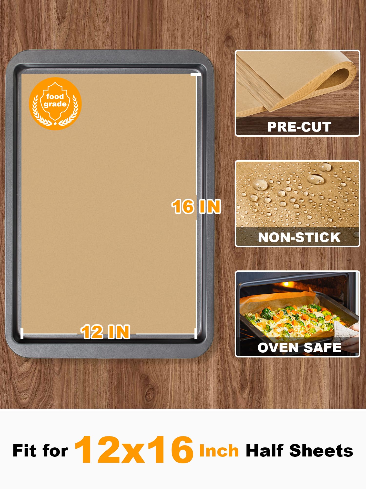 Smartake 200 Pcs Parchment Paper Baking Sheets, 12X16 Inches Non-Stick Precut Baking Parchment, For Baking Grilling Air Fryer St