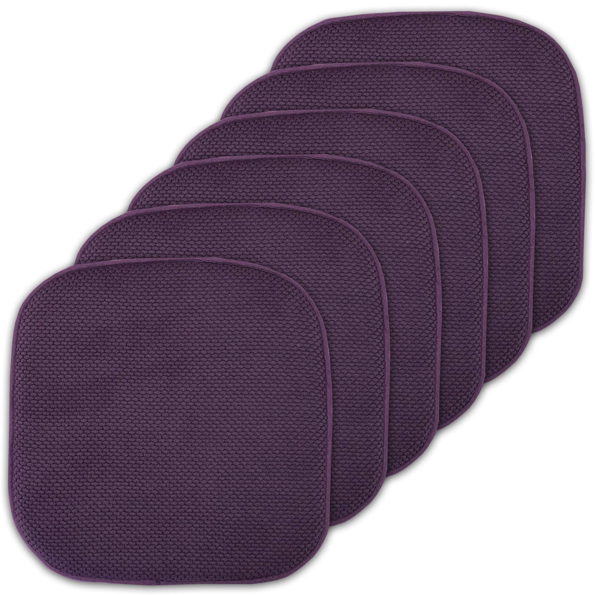Sweet Home Collection Cushion Memory Foam Chair Pads Honeycomb Nonslip Back Seat Cover 16 X 16 6 Pack Eggplant Purple