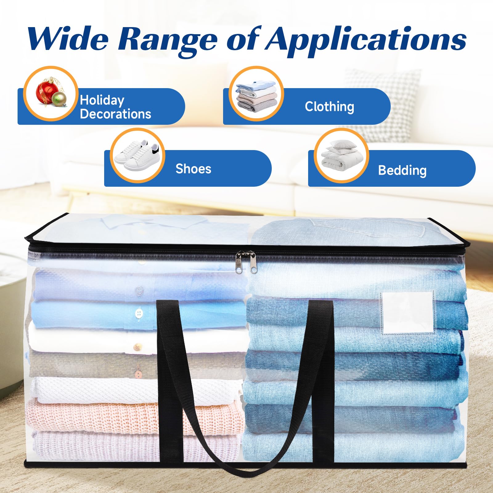 Blisstotes Moving Bags, 8-Pack Storage Bags With Zipper, Moving Bags Heavy Duty Extra Large, Moving Supplies, Clear Packing Bags