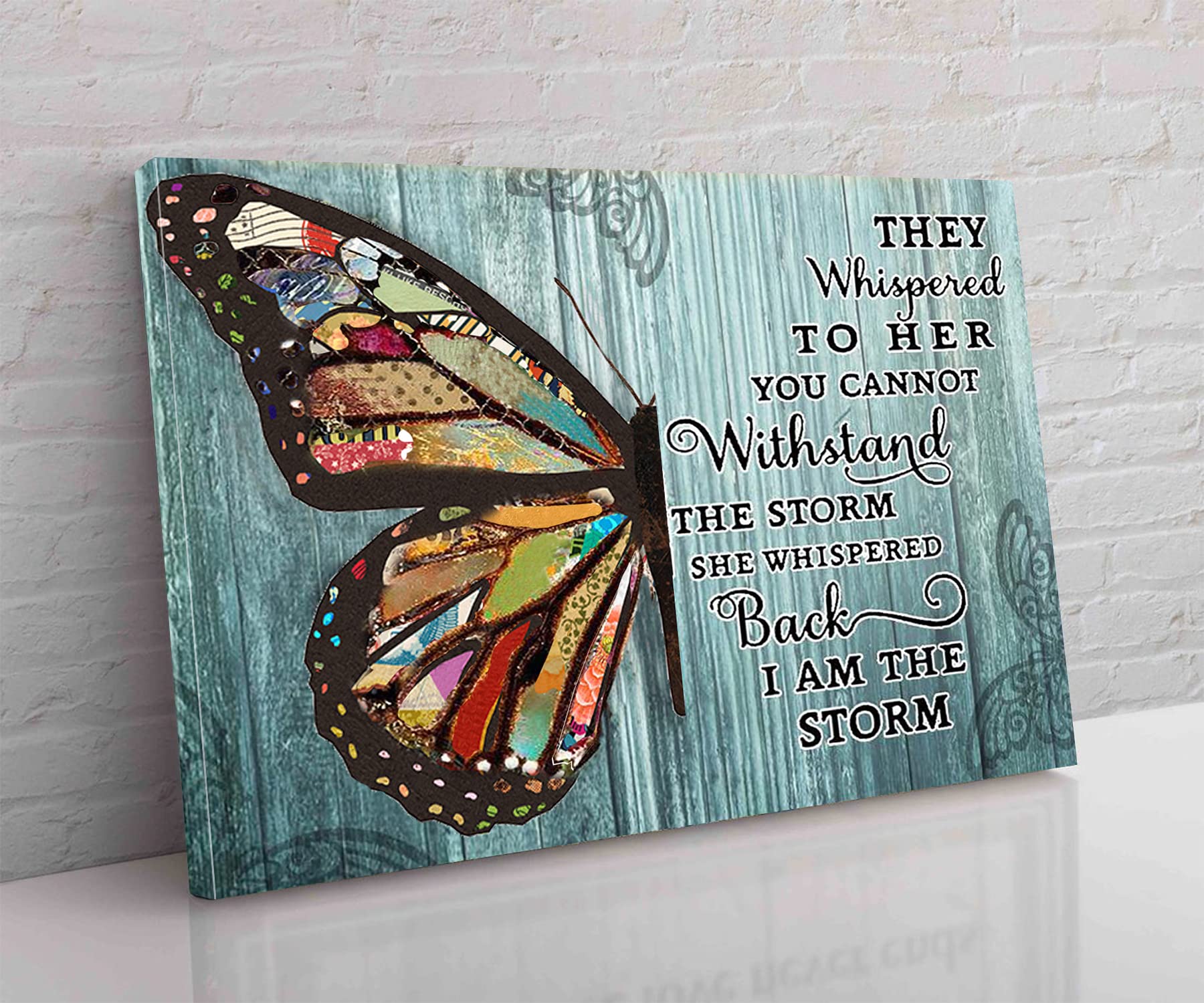 Kejpu Canvas Wall Art She Whispered Back I Am The Storm Butterfly Poster Artwork Painting For Modern Living Room Office Decor Fr