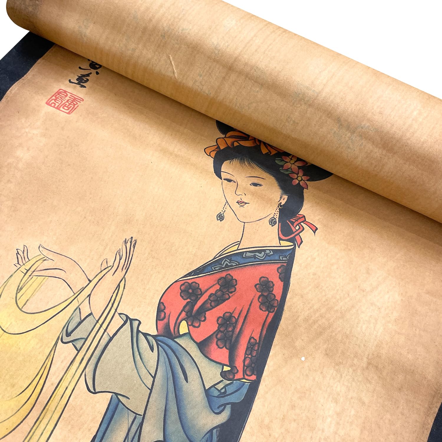 Wall Art Poster Prints Paintings, Hanging Paper Scroll Decor Ready to Hang Asia Vintage Aesthetic,for Home Office Three Kingdoms