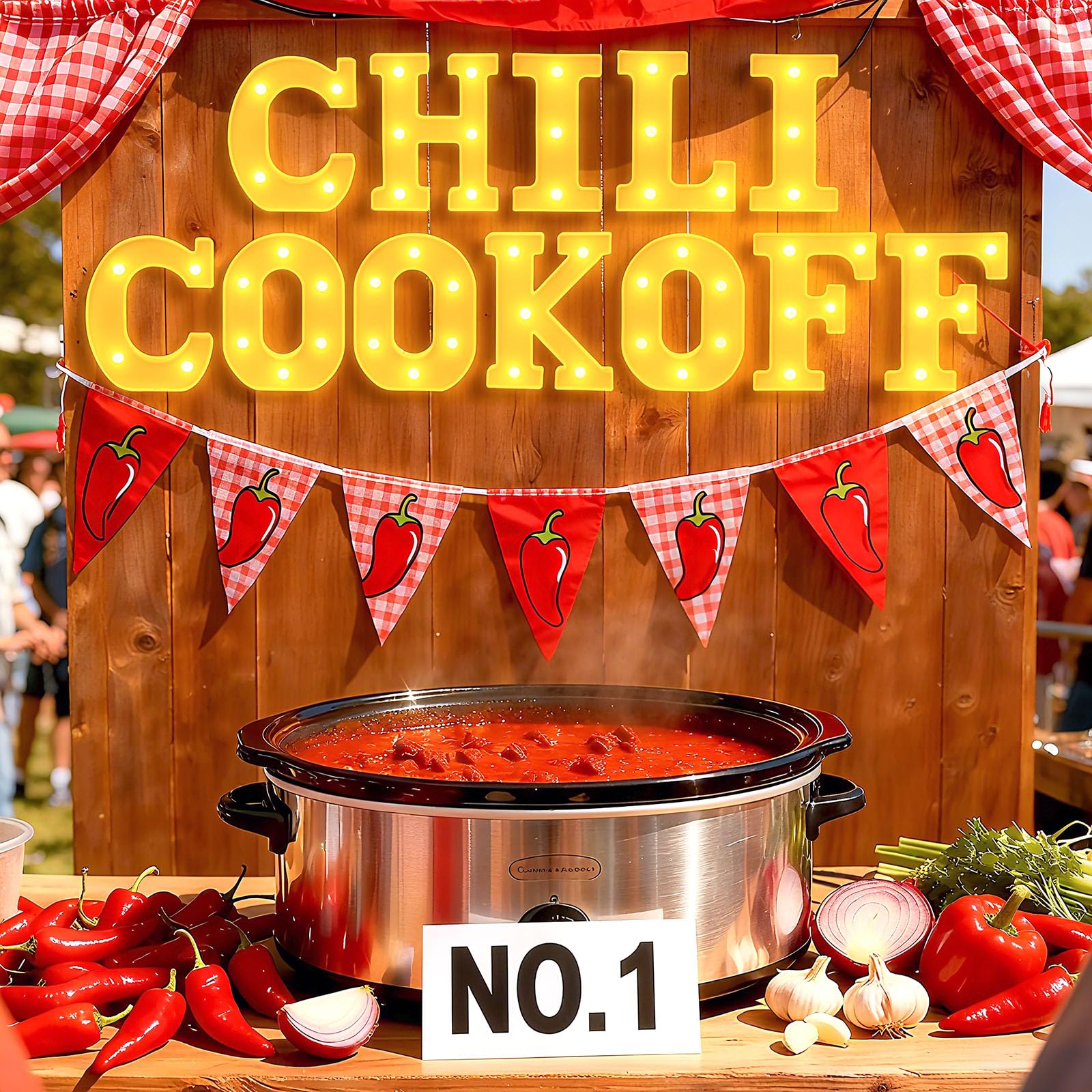 Honoson 12 Pcs Chili Cook off Party Decorations Chili Cook off LED Letter Lights Sign Table Centerpieces Decorations for Festiva