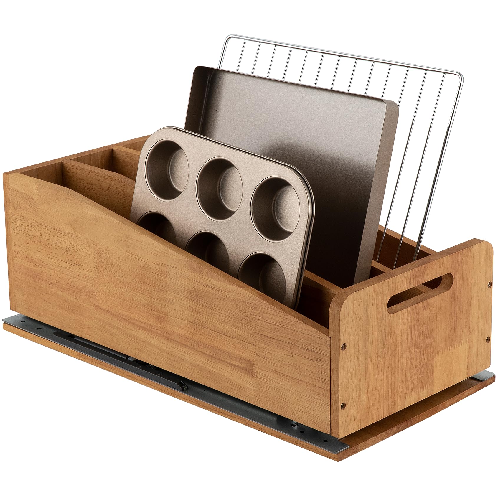 Dindon Pull Out Cabinet Organizer For Pans, Cookie Sheet, Bakeware, Cutting Board, Slide Out Kitchen Cabinet Storage Organizer R