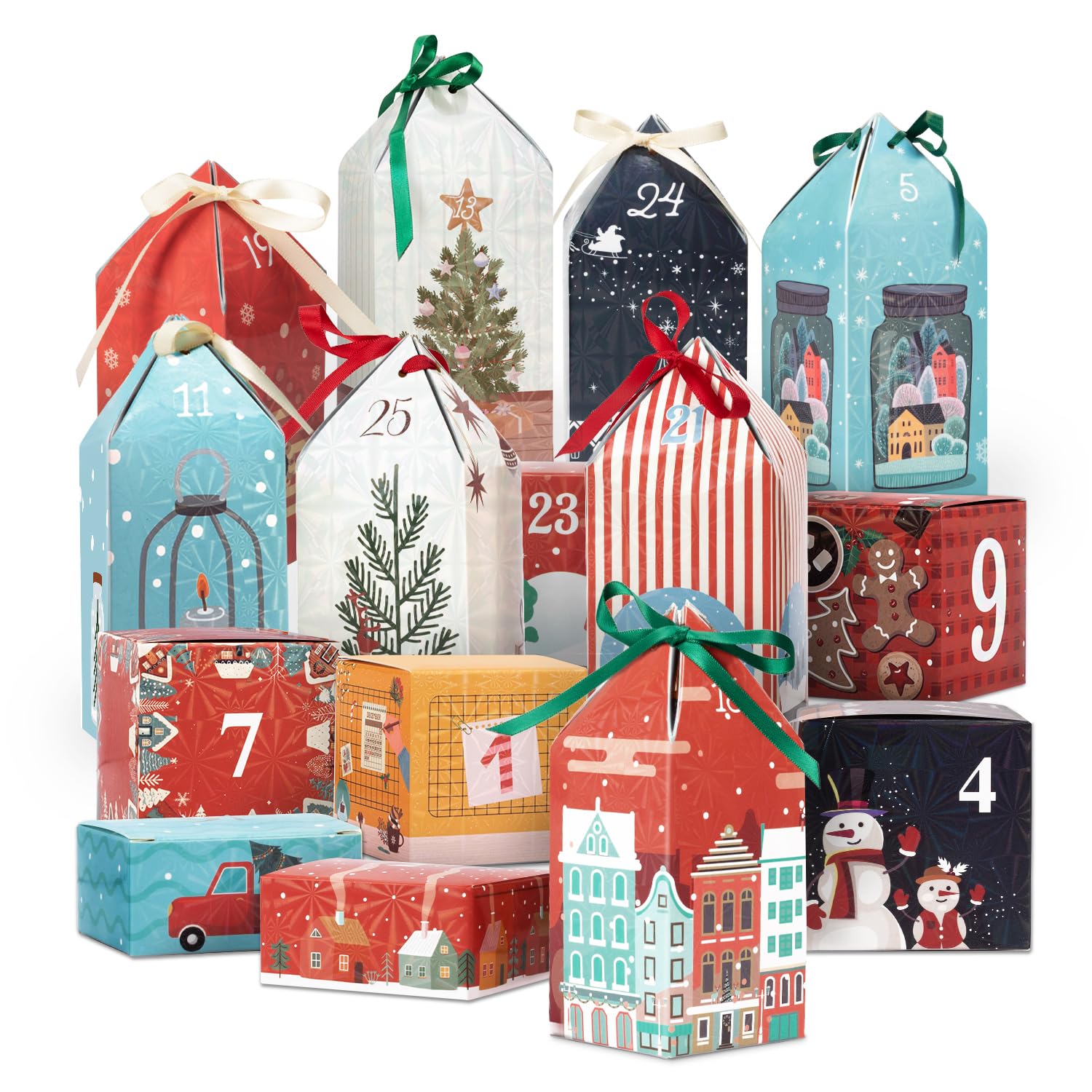DIY Christmas Advent Calendar Boxes to Fill, 25 Numbered Empty Advent Calendar Houses Boxes, 2025 Countdown Advent Calendars Sur
