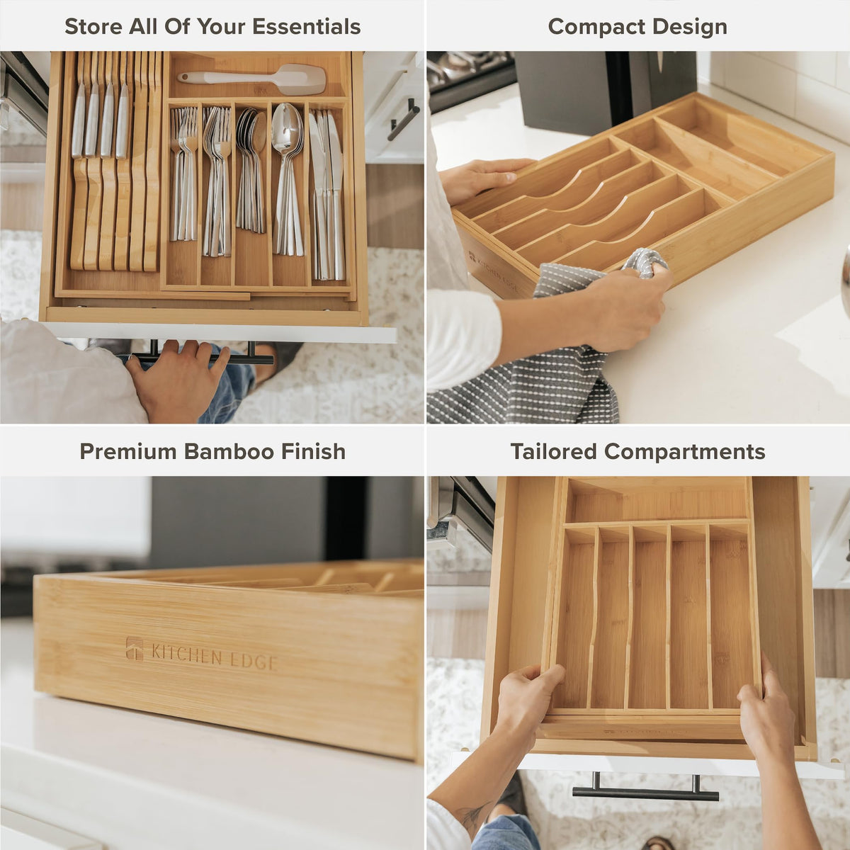Kitchenedge Premium Silverware, Flatware And Utensil Organizer For Kit ...