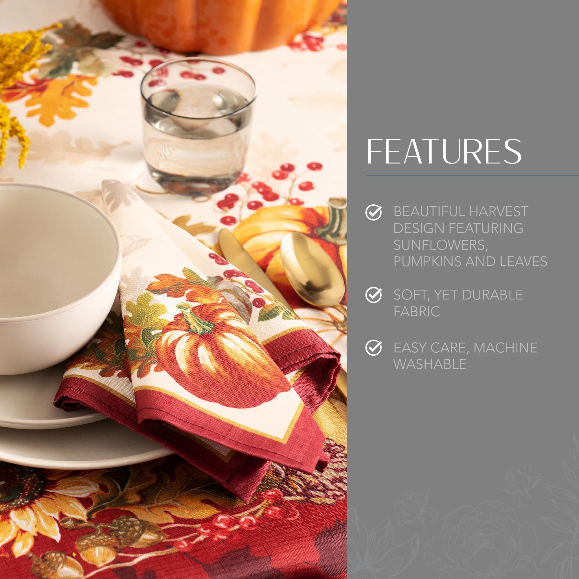 Elrene Home Fashions Swaying Leaves Bordered Fall, Seasonal And Holiday Tablecloth, 60'' X 120'' Oblong/Rectangle, Multi