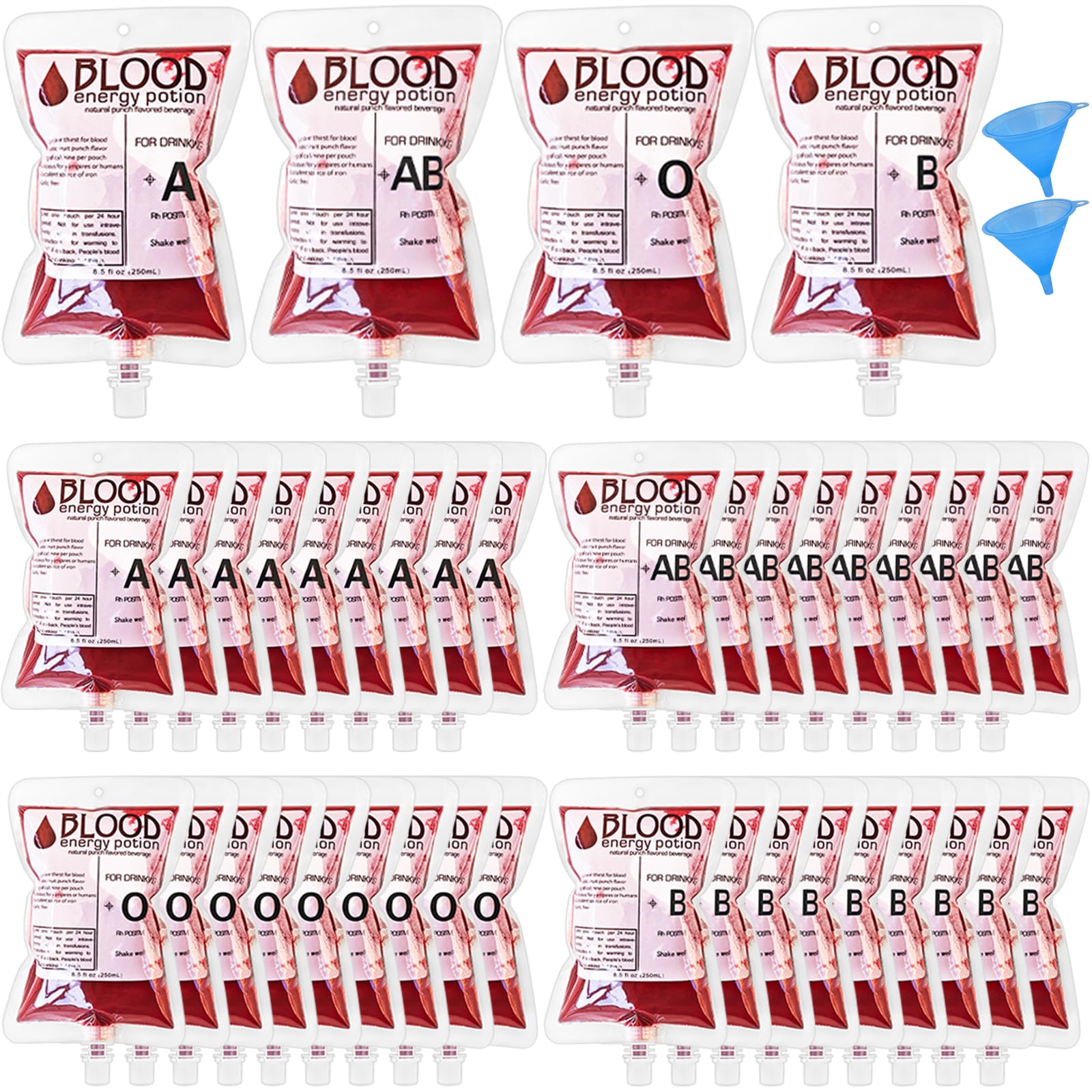 40 Pack Blood Bags For Drinks,8.5Oz Halloween Decoration Drink Container,Reusable Food Grade Drink Pouches With Funnel,Nurse Par