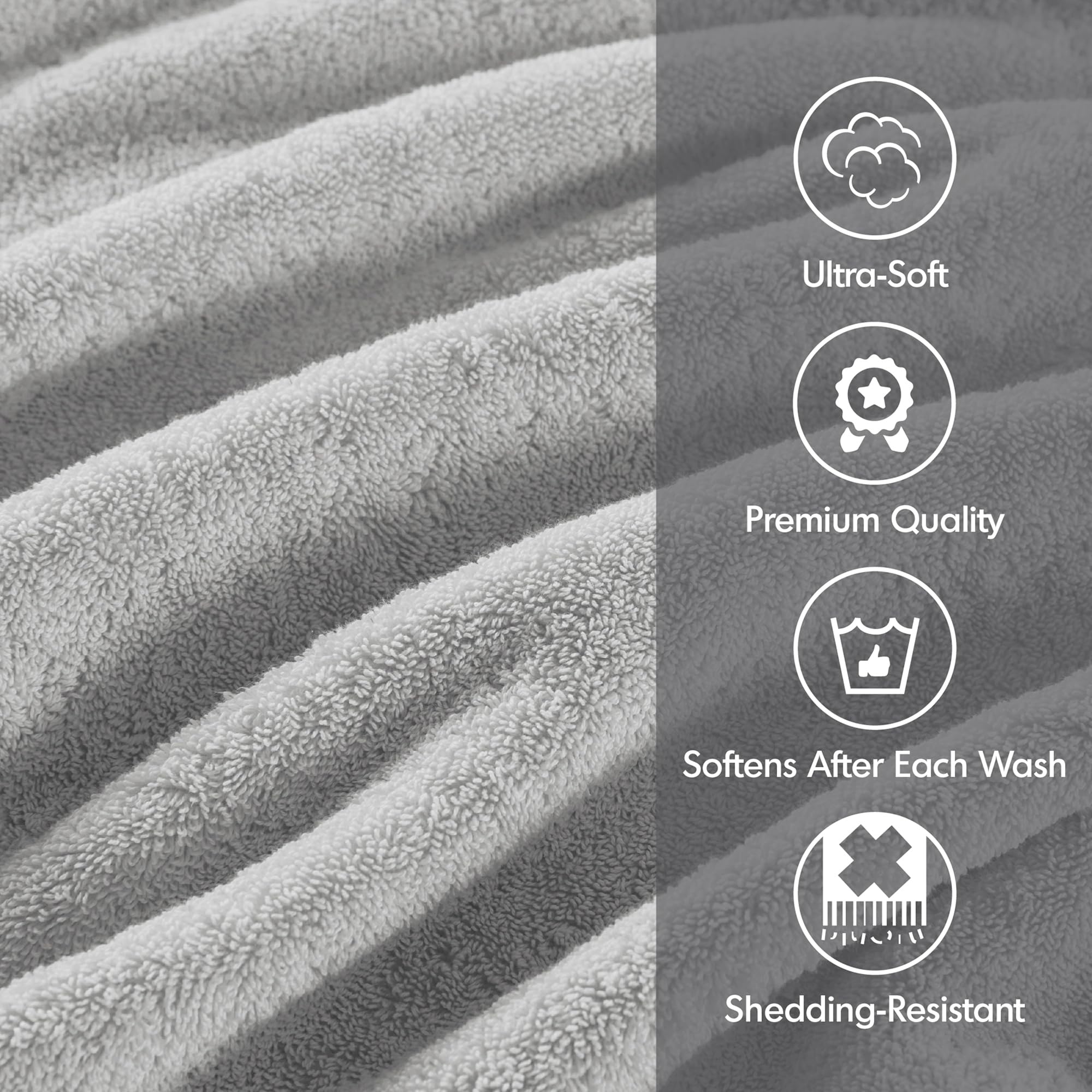 MADISON PARK SIGNATURE 800GSM 100% Cotton Luxurious Bath Towel Set Highly Absorbent  Quick Dry  Hotel & Spa Quality for Bathroom  Multi-Sizes  Silver 8 Piece