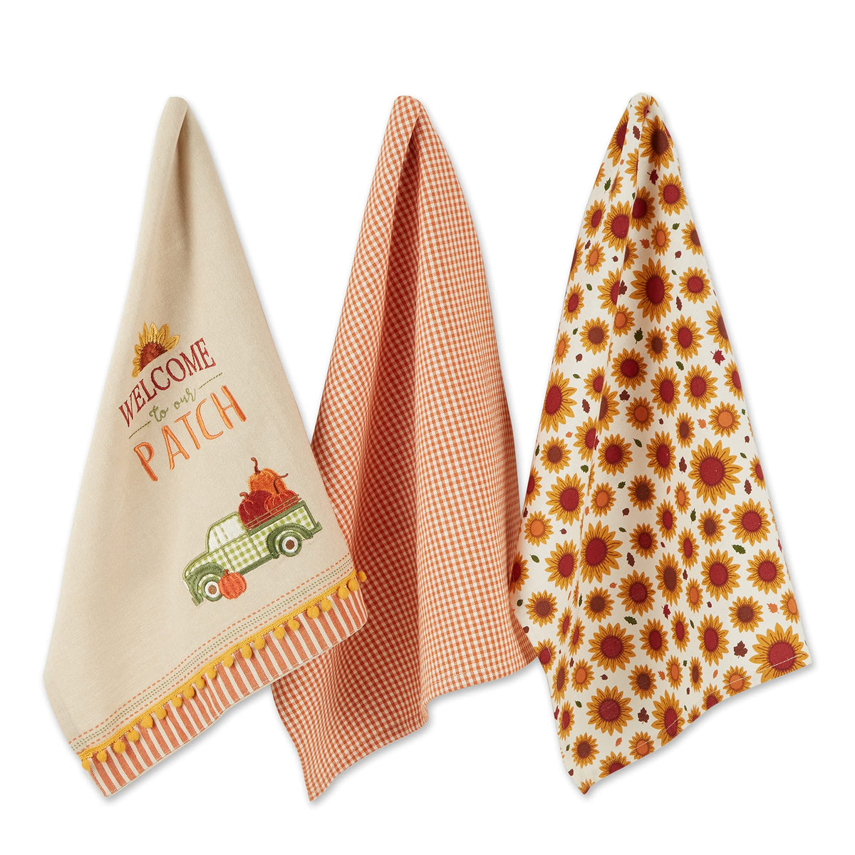 Dii Pumpkin Spice Fall Kitchen Towels Collection Durable Cotton Cloth, Decorative And Absorbent, Dish Towel Set, 18X28, Truck, 3
