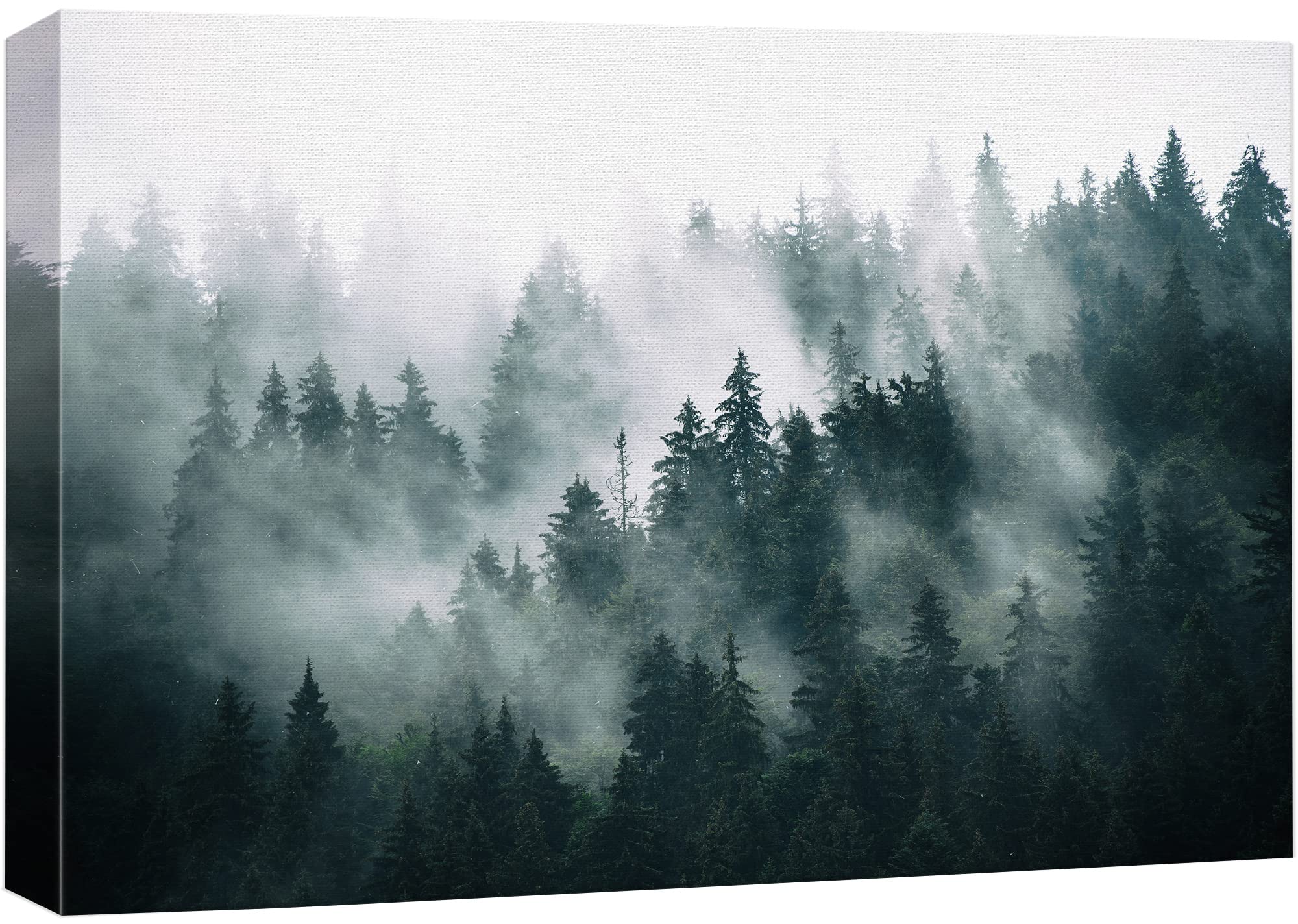 Wall26 Canvas Print Wall Art Misty And Fog Over Dark Mountain Forest Wilderness Nature Photography Modern Art Rustic Landscape C