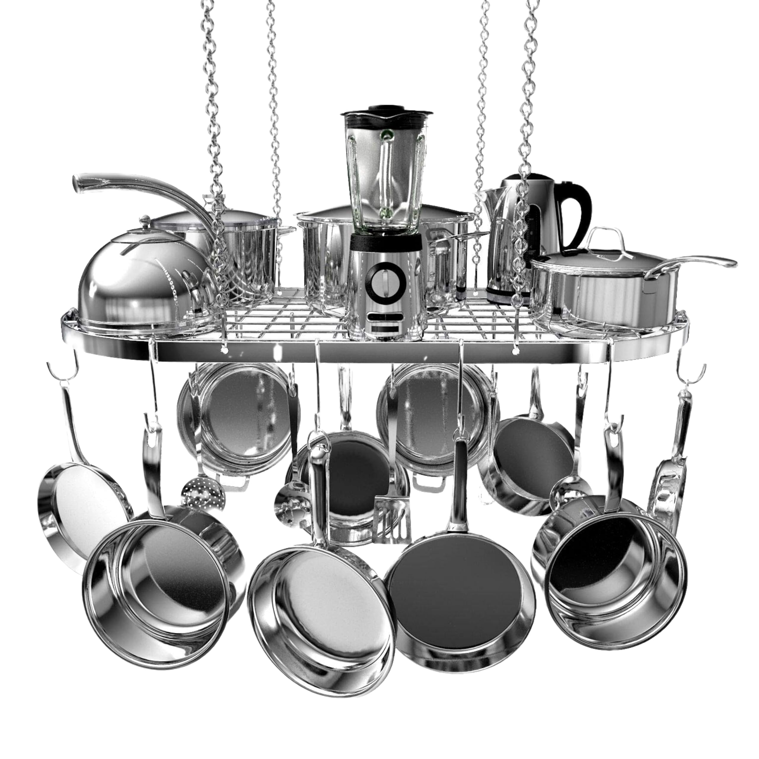 Vdomus Hanging Pot Rack  Ceiling Mount Kitchen Organizer for Pots and Pans with 15 Hooks  33 x 17 Inches HeavyDuty, Durable a
