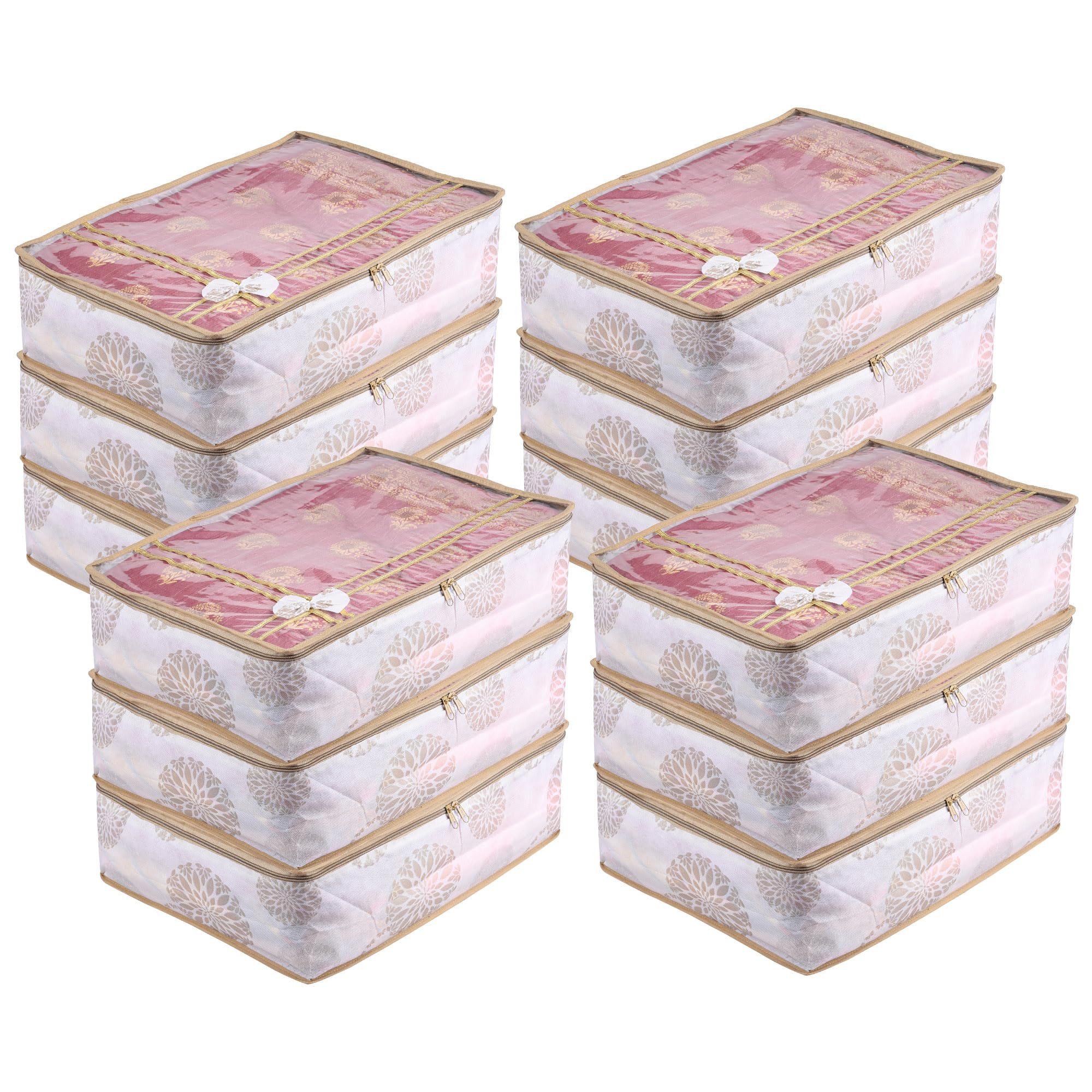 Kuber Industries Polyester Pack Of 12 Saree Storage Bag | 6 Inch | Wardrobe Storage Bag For SareeSuitLehenga | LightweightPor
