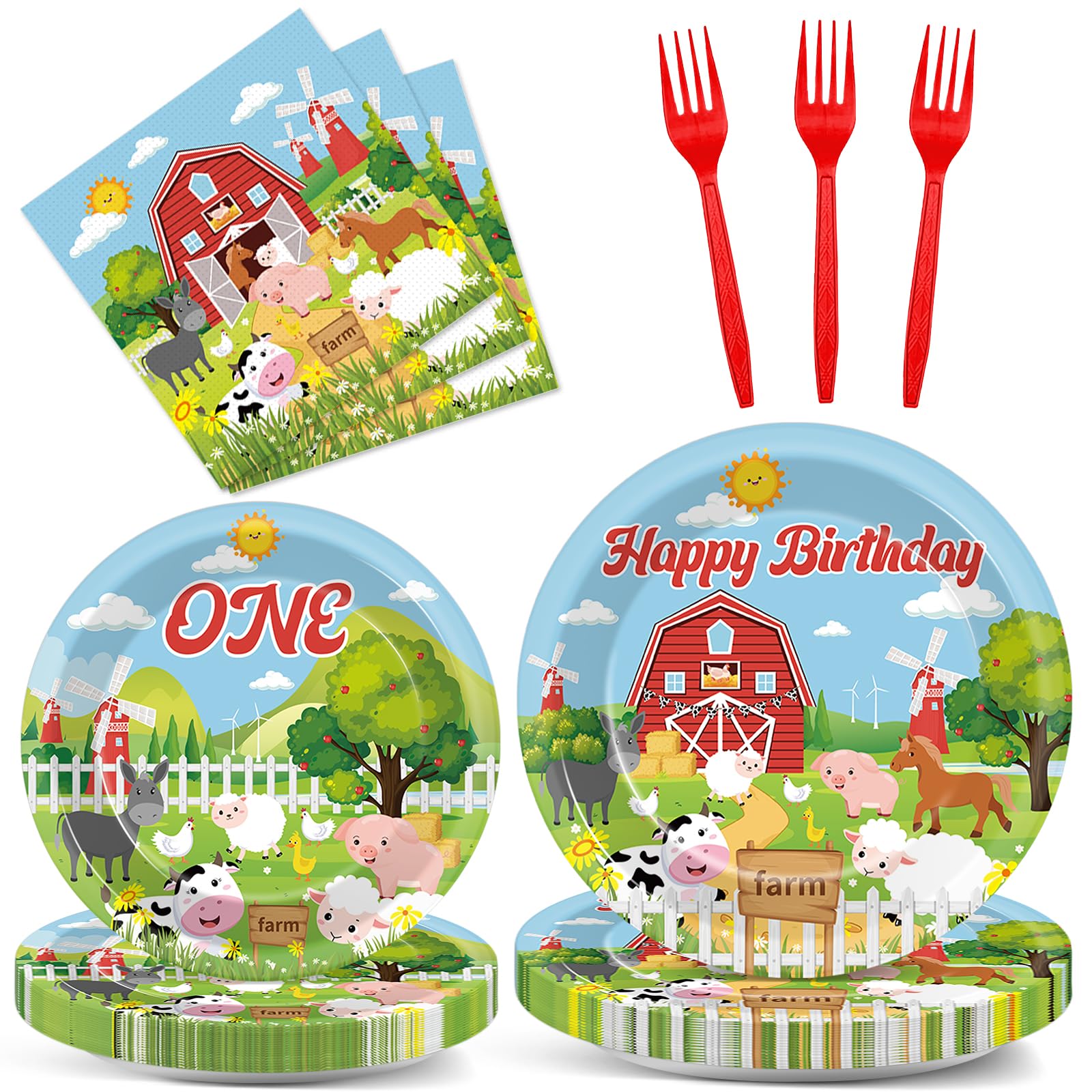 96 Pcs Smile Face Party Supplies Paper Plates Napkins Preppy Smile Themed Party Birthday Dinner Dessert Decorations Favors for Kids Baby Shower Decor Serves 24