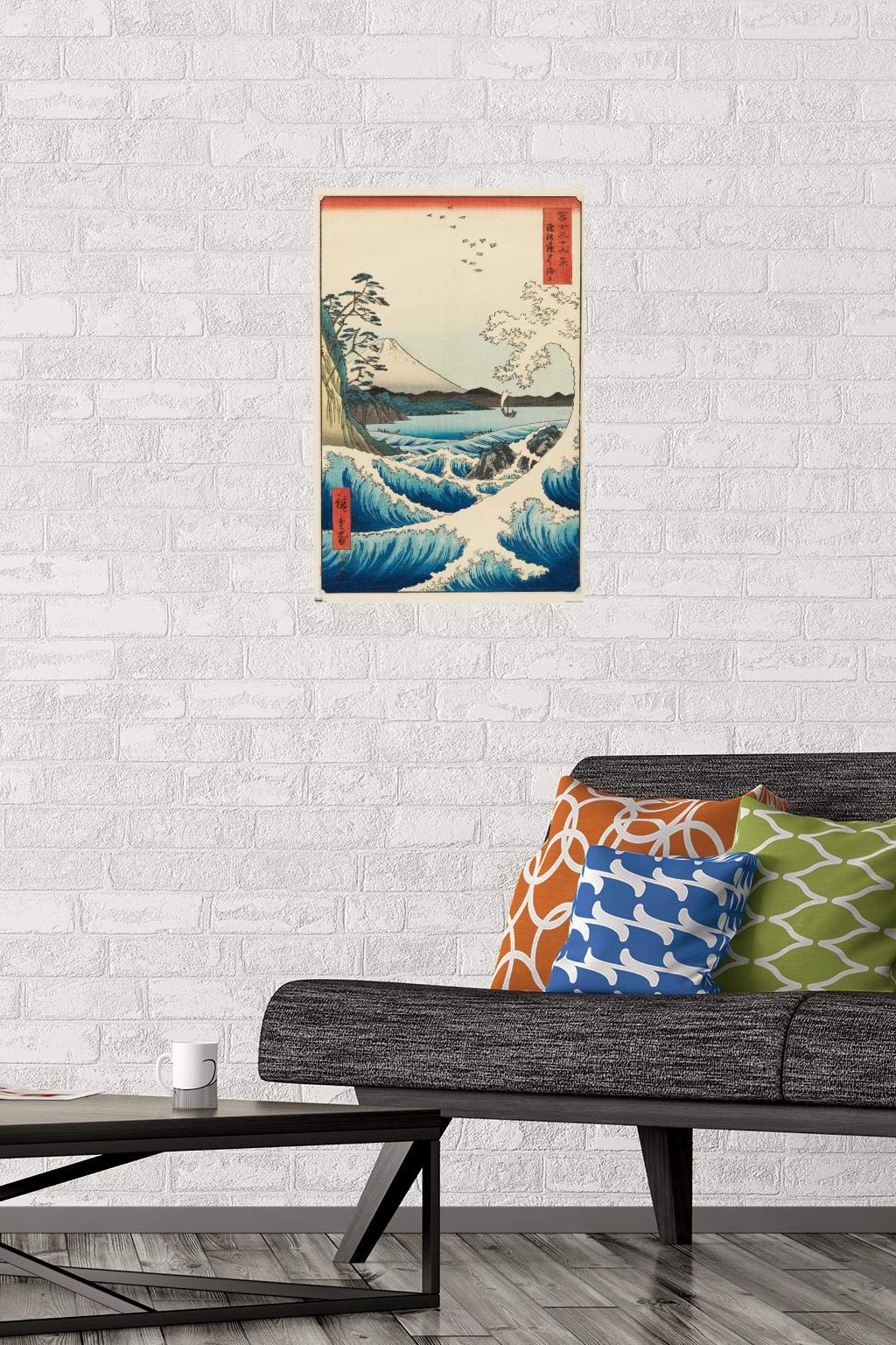 Trends International Hiroshige - The Sea At Satta Wall Poster, 14.725'' X 22.375'', Premium Unframed Version