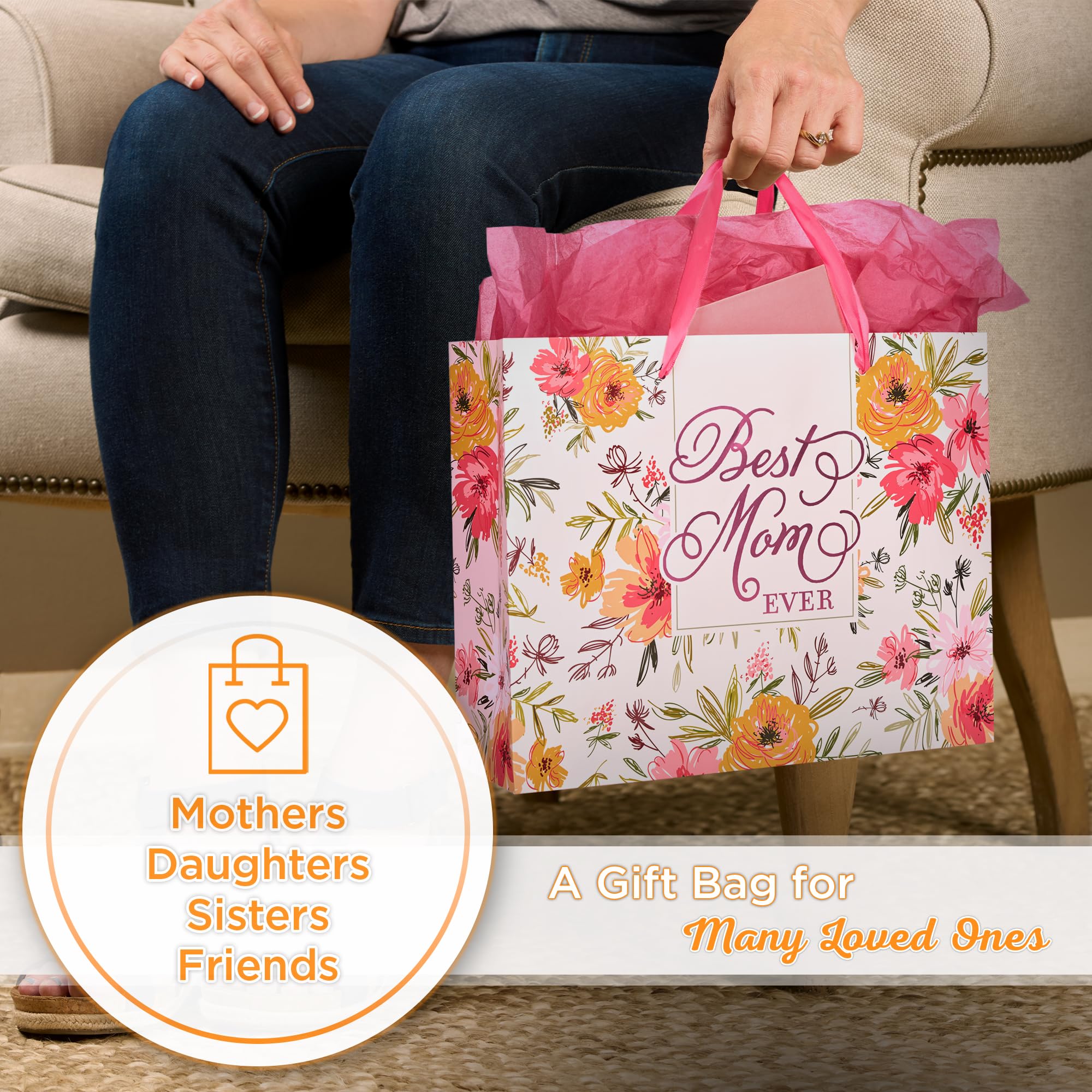 Christian Art Gifts Three Piece Landscape Gift Bag Wcard  Tissue Paper Set For Mothers - Best Mom Ever  The Lord Delights In You