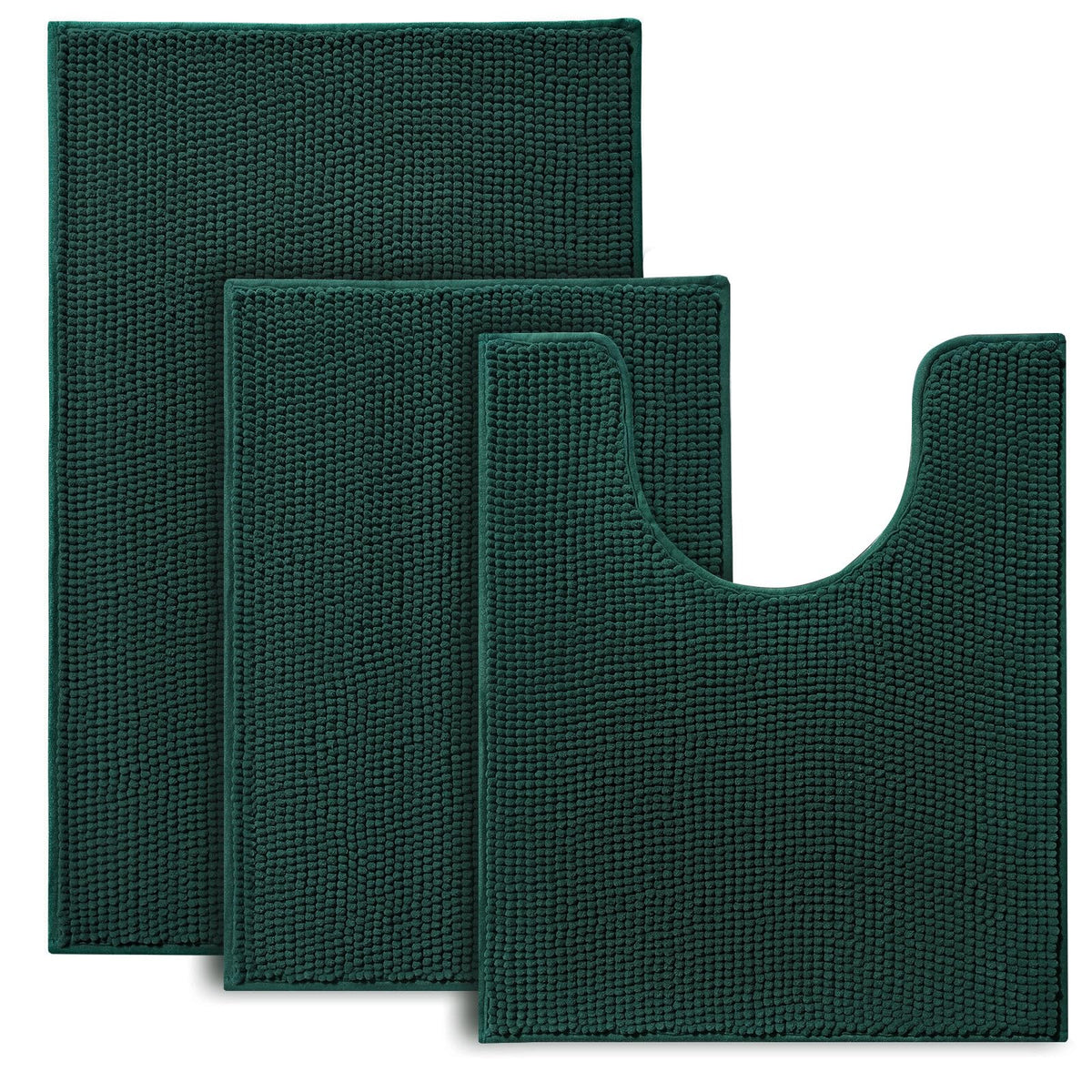 Urvoix Bathroom Rugs Sets 3 Piece, Non-Slip Chenille Bath Rug - Ultra Soft, Washable, Super Absorbent Bath Mat For Bathroom, Toi