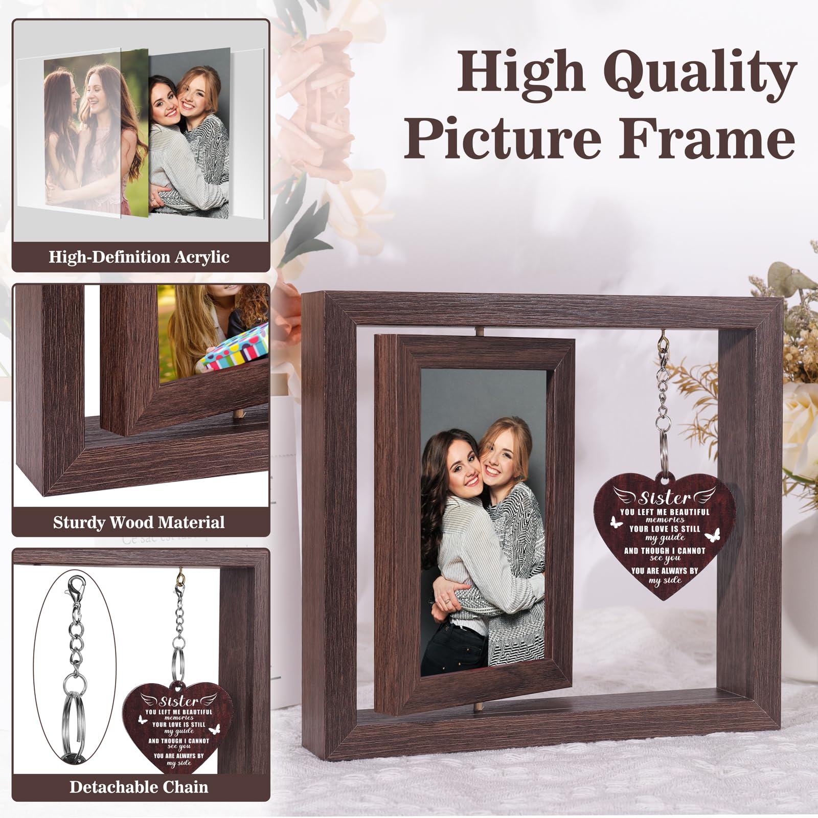 Boiveco Memorial Gifts for Loss of Sister, Sympathy Gift for Loss of Sister Memorial Picture Frame, In Memory of Sister Grief Re
