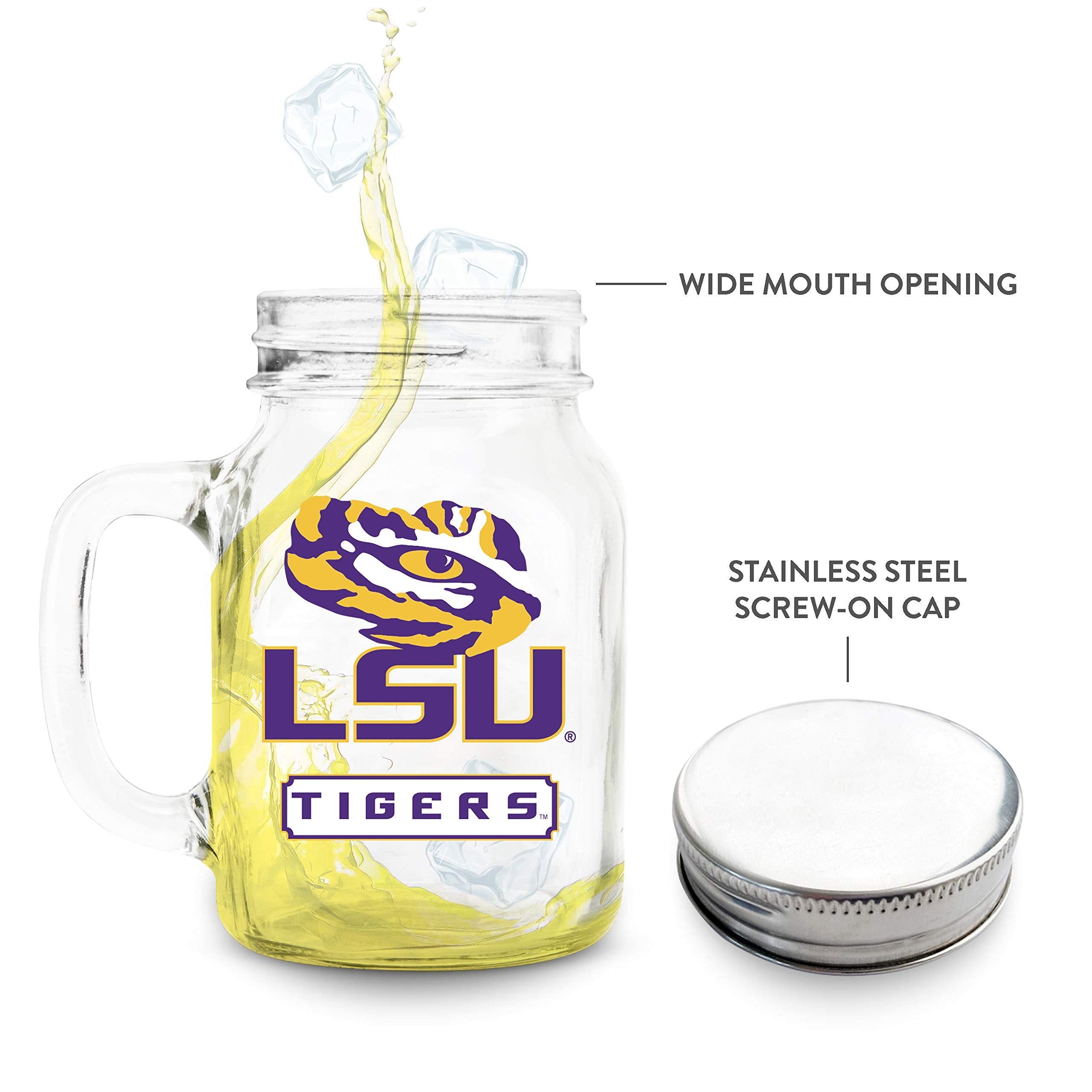 Ncaa Louisiana State Tigers 20Oz Glass Mason Jar