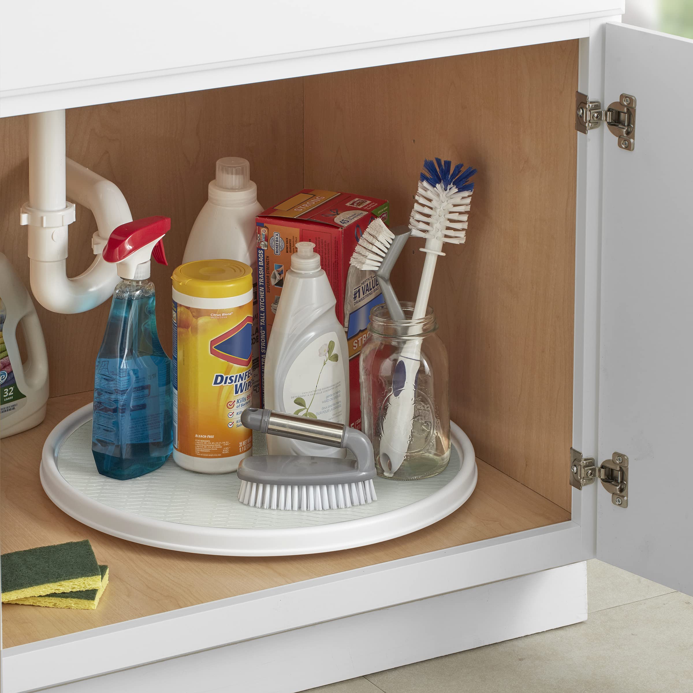 Copco Lazy Susan For Under Sink And Cabinet Storage, 18 Inch, Crystalline