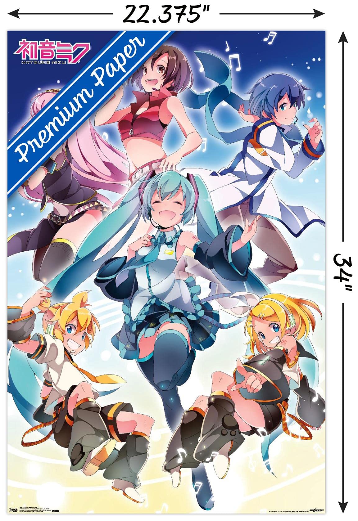 Trends International Hatsune Miku - Group Wall Poster, 22.375'' X 34'', Premium Poster & Mount Bundle