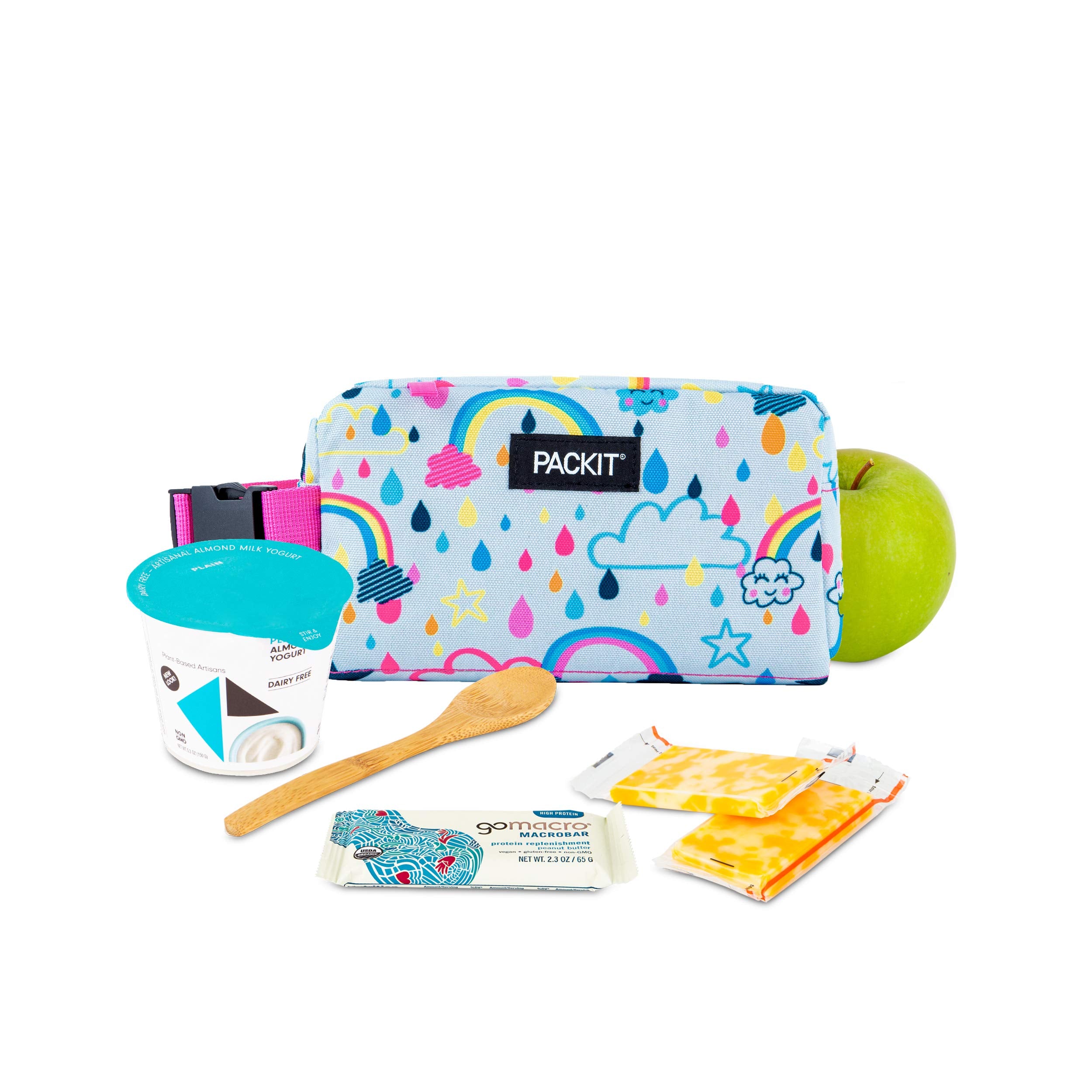 Packit Freezable Snack Box, Rainbow Sky, Built With Ecofreeze Technology, Collapsible, Reusable, Zip Closure With Buckle Handle,