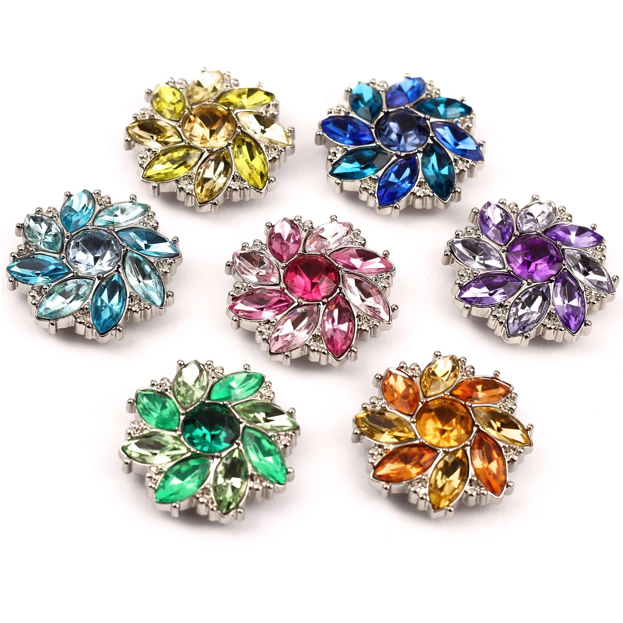 Pretty Flower Magnets 7-Pack - Cute Magnetic Home Or Office Decor - Colorful Decorative Fridge Locker Whiteboard Magnets - Gift