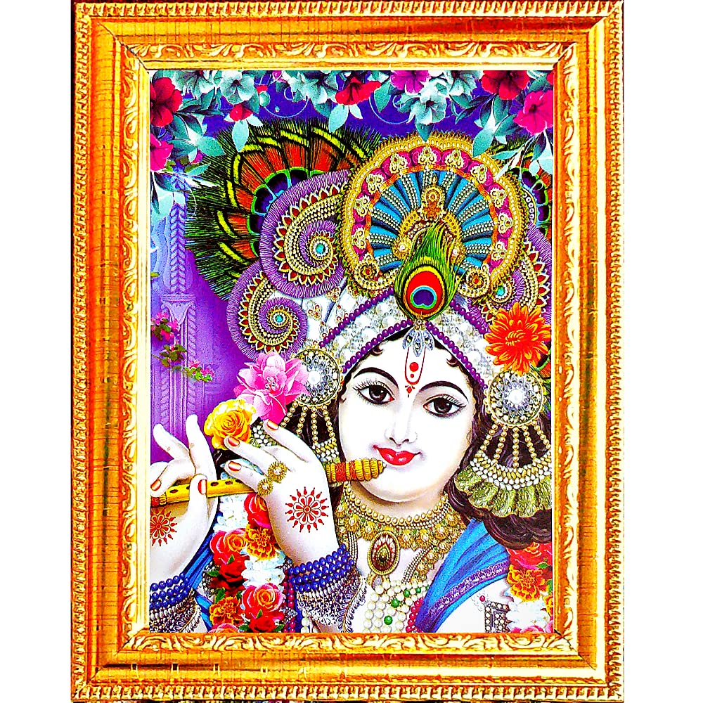 Suninow Bal Gopal Photo Frame God Goddess Religious Framed Painting For Wall And Pooja/Hindu Bhagwan Devi Devta Photo Frame/God 