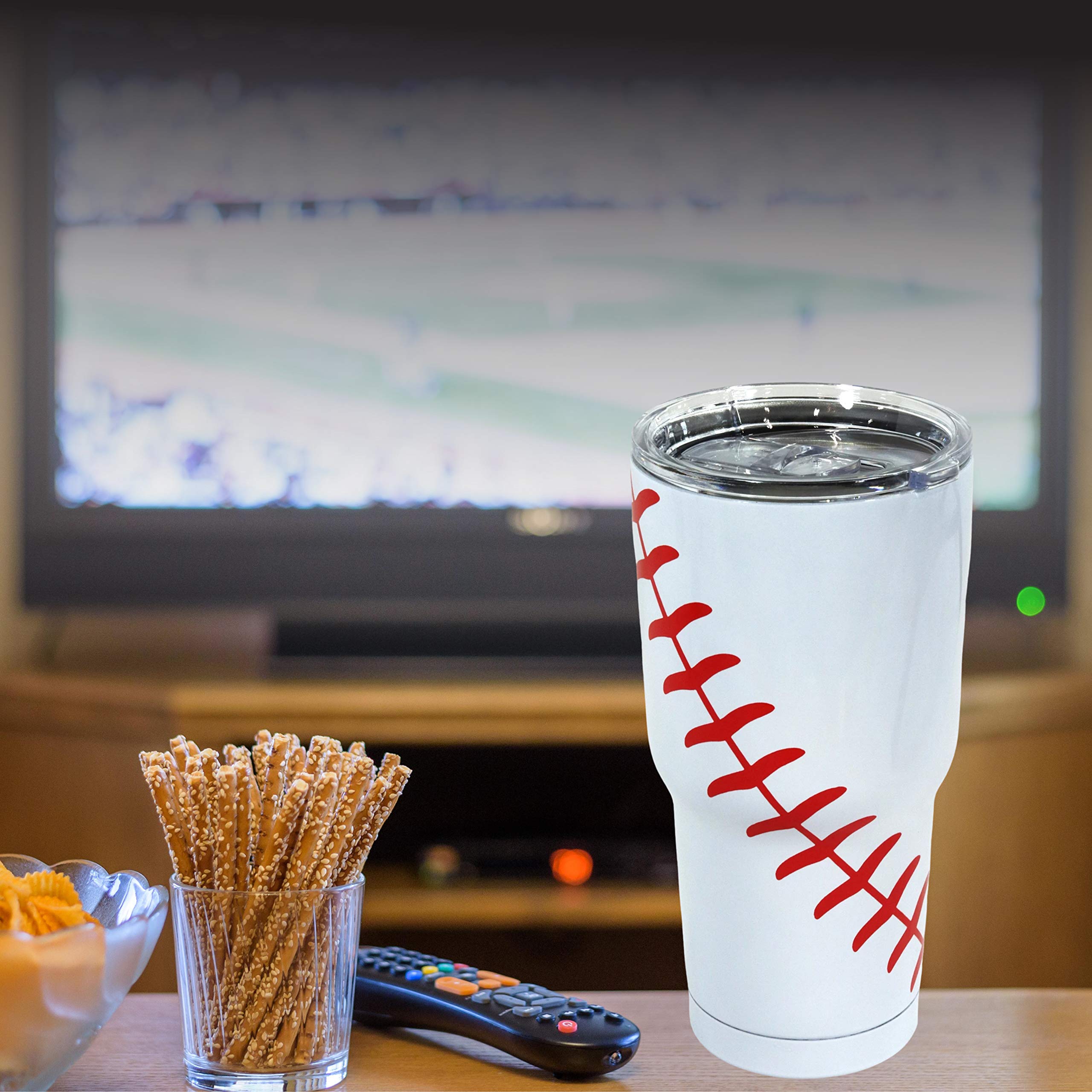 Football Tumbler Cup 30 Oz With Lid, Straw And Cleaner, Gift For Mom Men Sports Travel Coffee Mug, Stainless Steel, Vacuum Insul