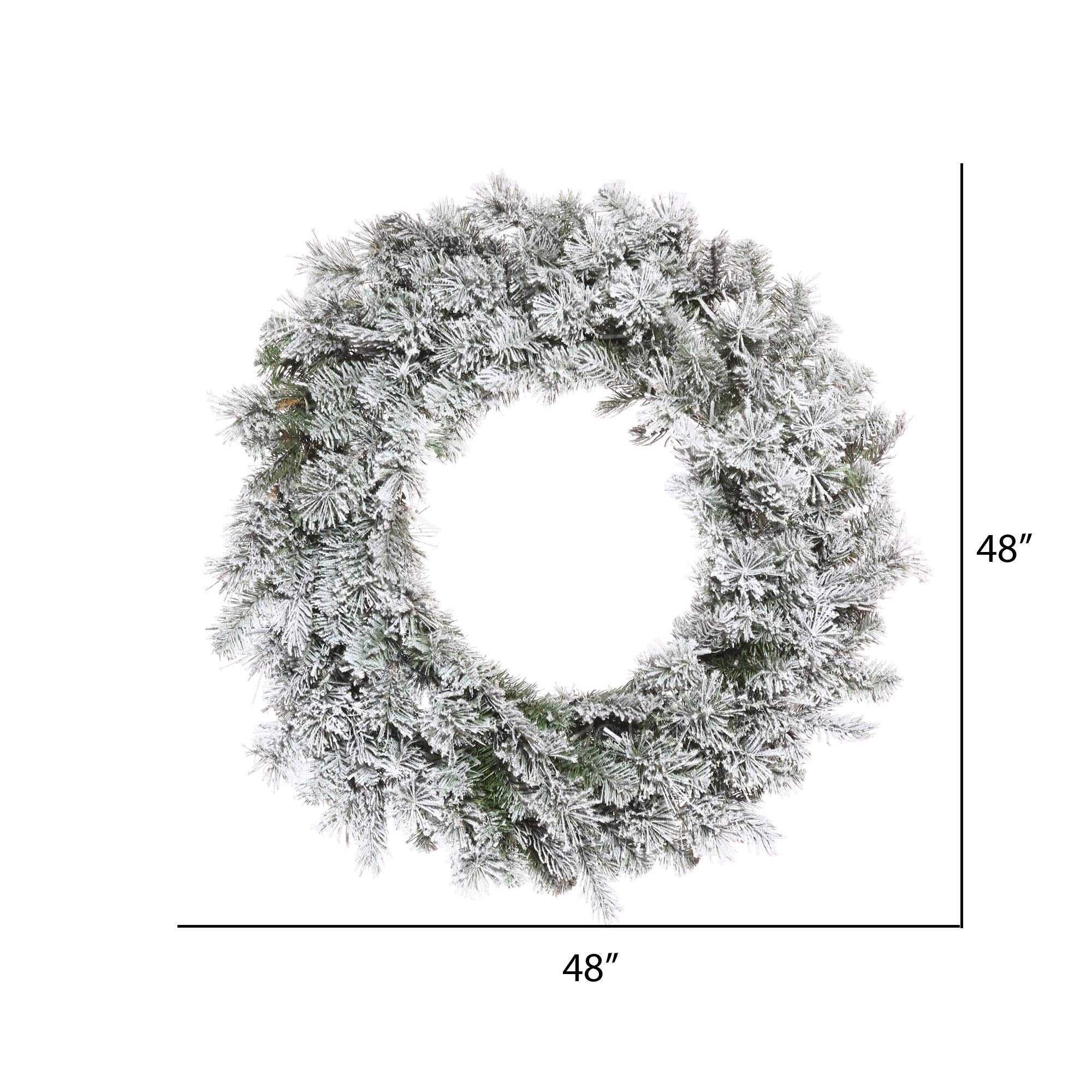 Vickerman 48 Flocked Kiana Artificial Christmas Wreath, Unlit - Faux Flocked Christmas Wreath - Indoor Seasonal Home Wall Decor