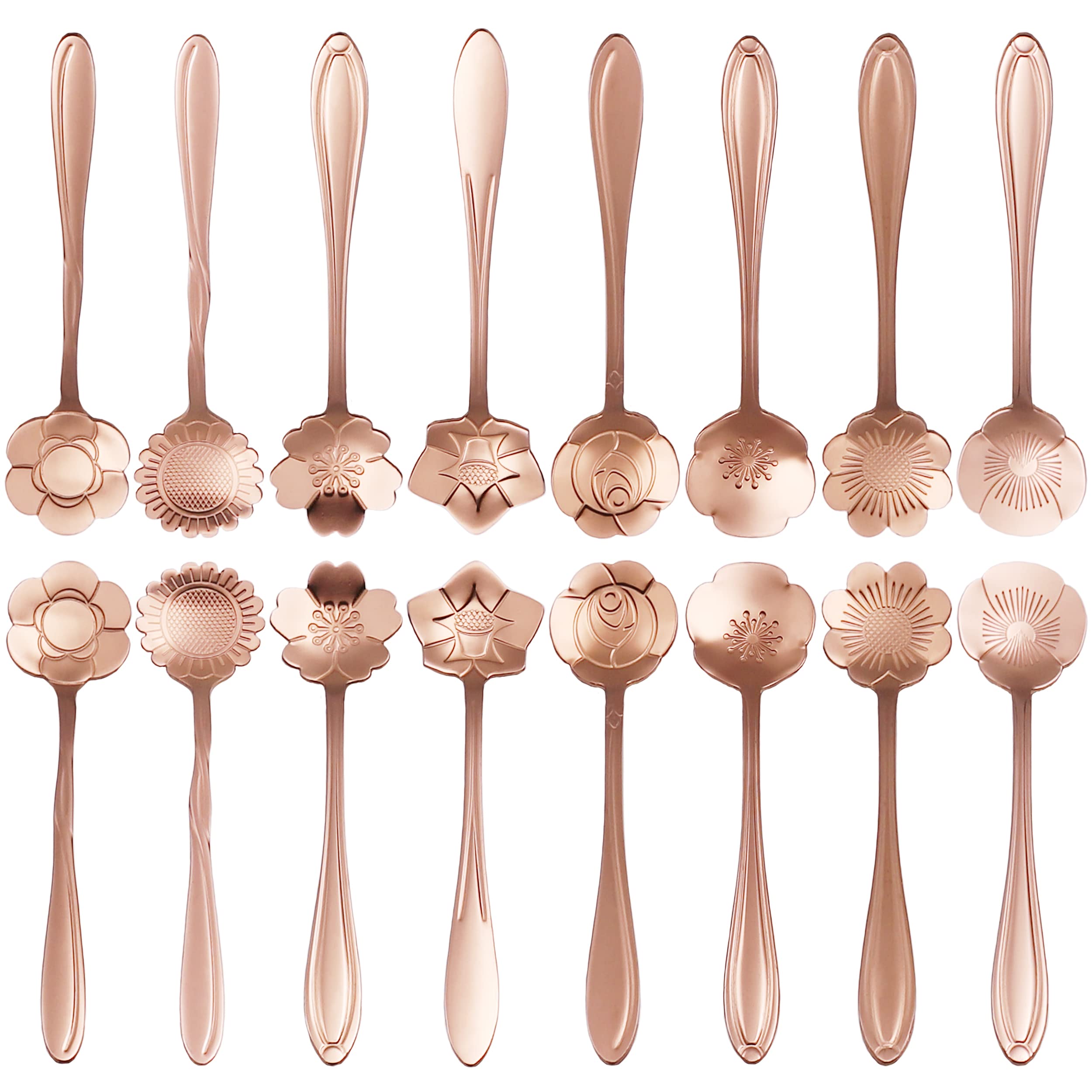 16 Pcs Teaspoon Tea Spoons, Esrise Stainless Steel Coffee Dessert Spoon, Cute Demitasse Spoon For Drink Milkshake (Rose Gold)