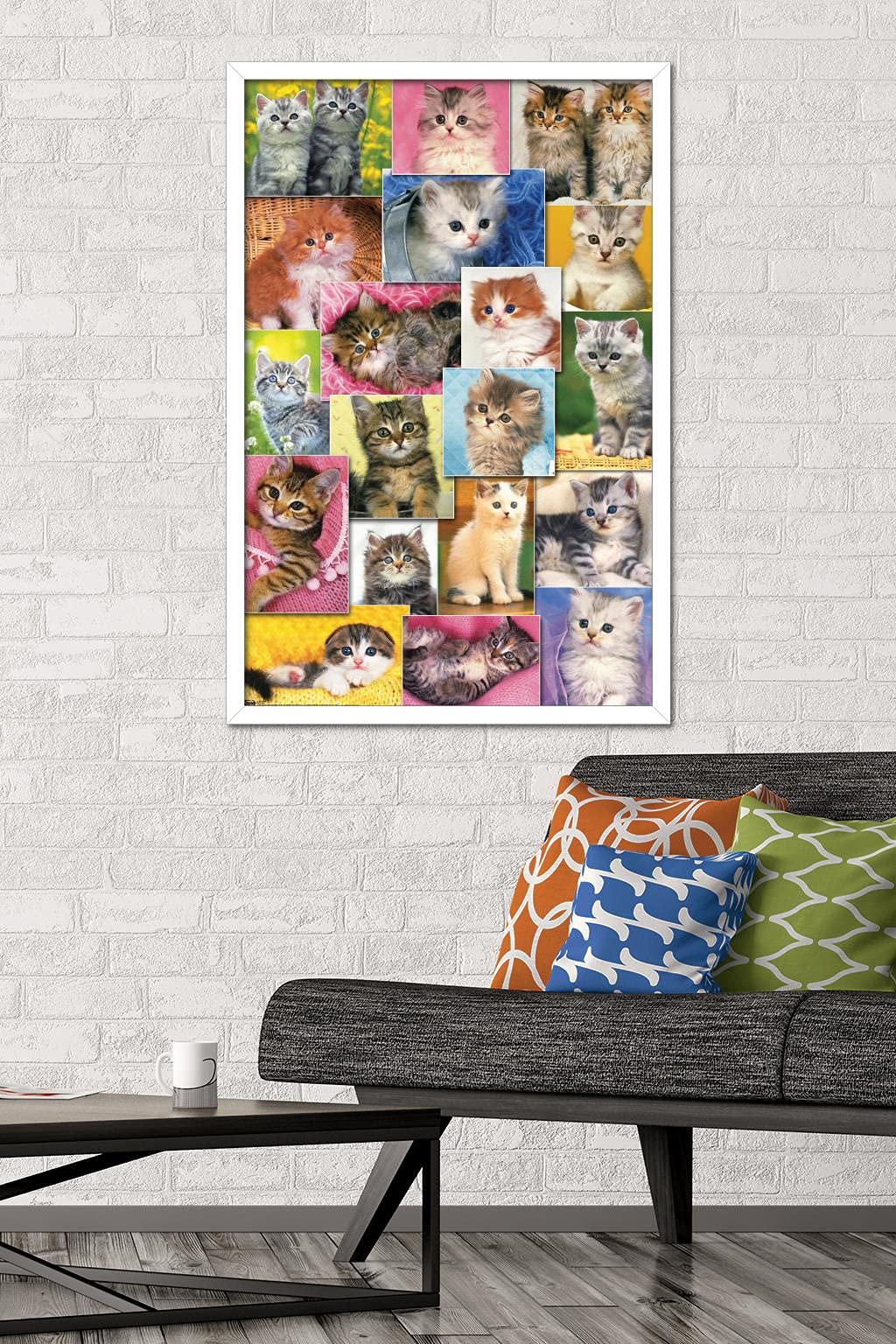 Trends International Keith Kimberlin - Kittens Collage Wall Poster, 22.375'' X 34'', White Framed Version