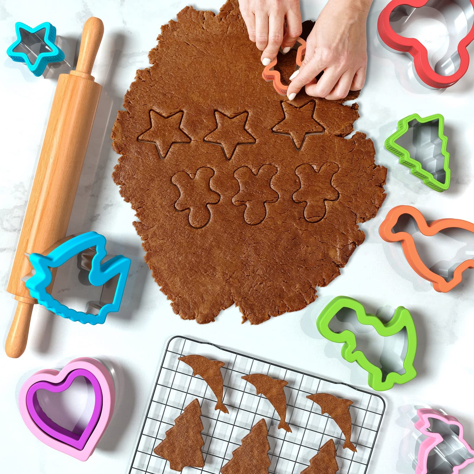 Sandwich Cutter and Sealer Set  Cookie Cutter set for Kids 53pcs  Mini Cookie Stamp Mold  Vegetable Fruit Cutter Molds  DIY and Food Decoration Tools for Kids Children