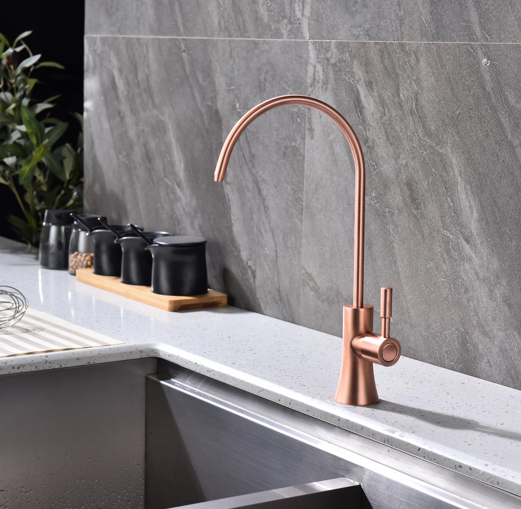 Ekrte Copper Drinking Water Purifier Faucet, Rose Gold Kitchen Bar Sink Drinking Water Purifier Faucet, Commercial Water Filtrat